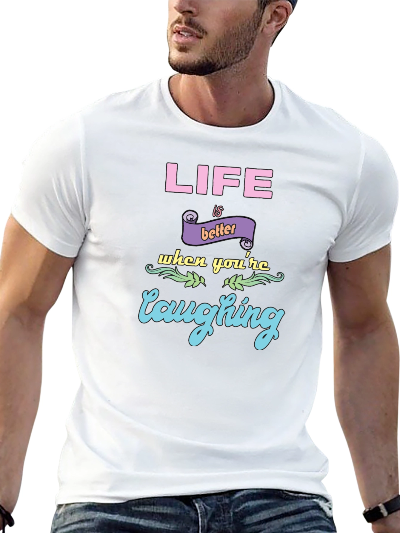 Life is Better Laughing Graphic Tee - Black