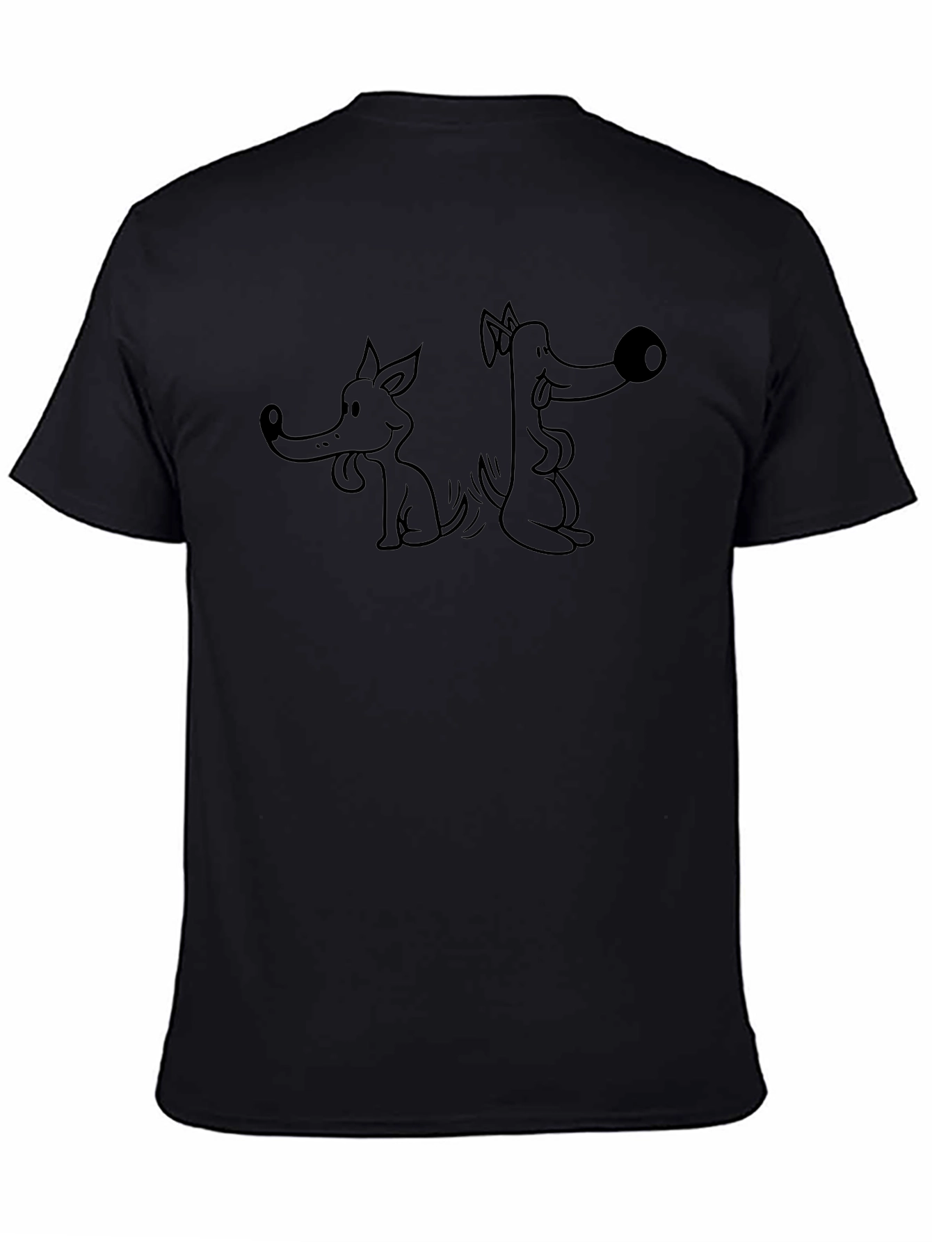 Funny Dog Cartoon Graphic Black T-Shirt