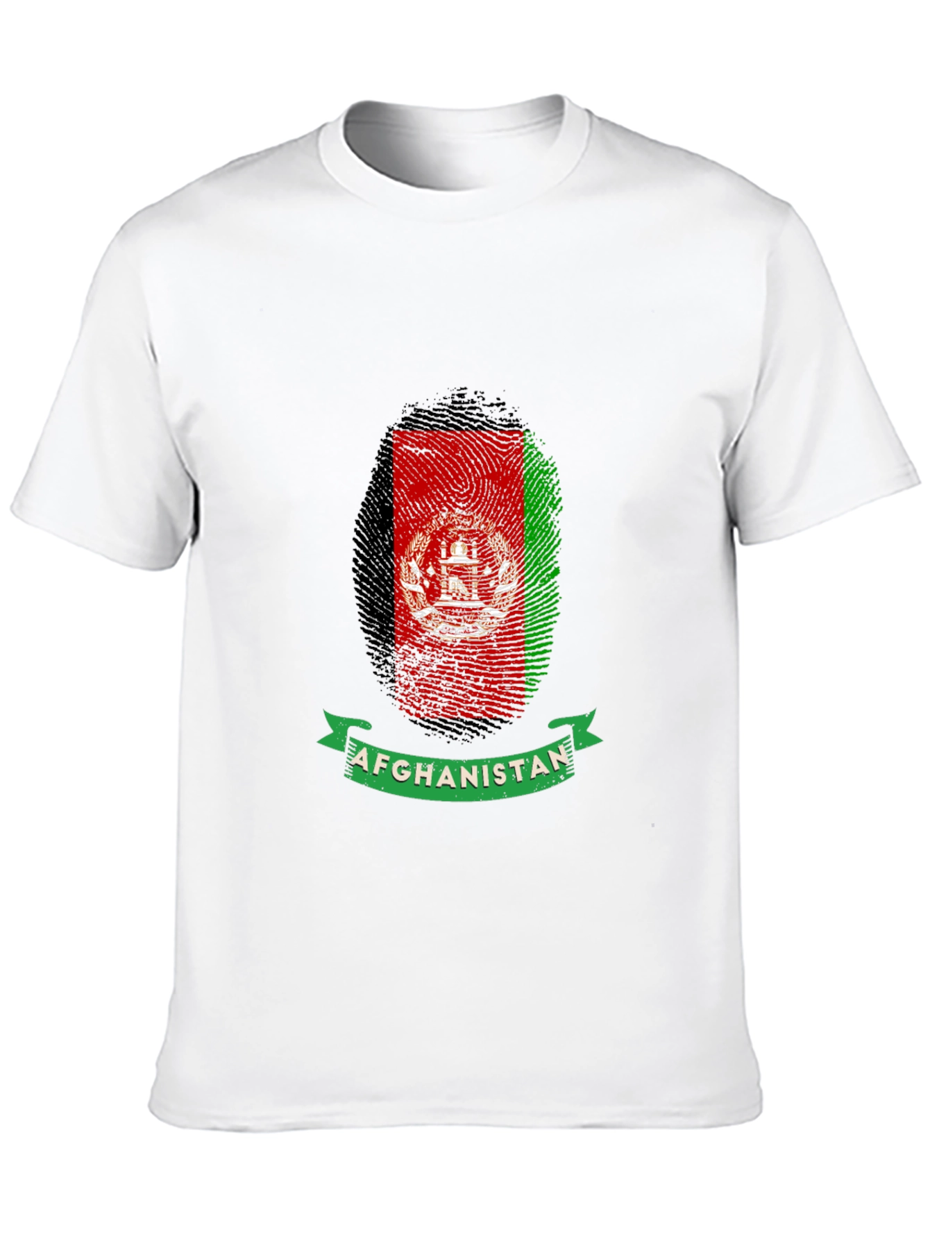 Afghanistan Flag Fingerprint Graphic T-Shirt