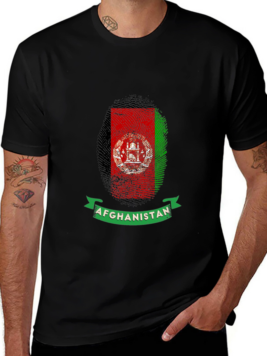 Afghanistan Flag Fingerprint Graphic T-Shirt
