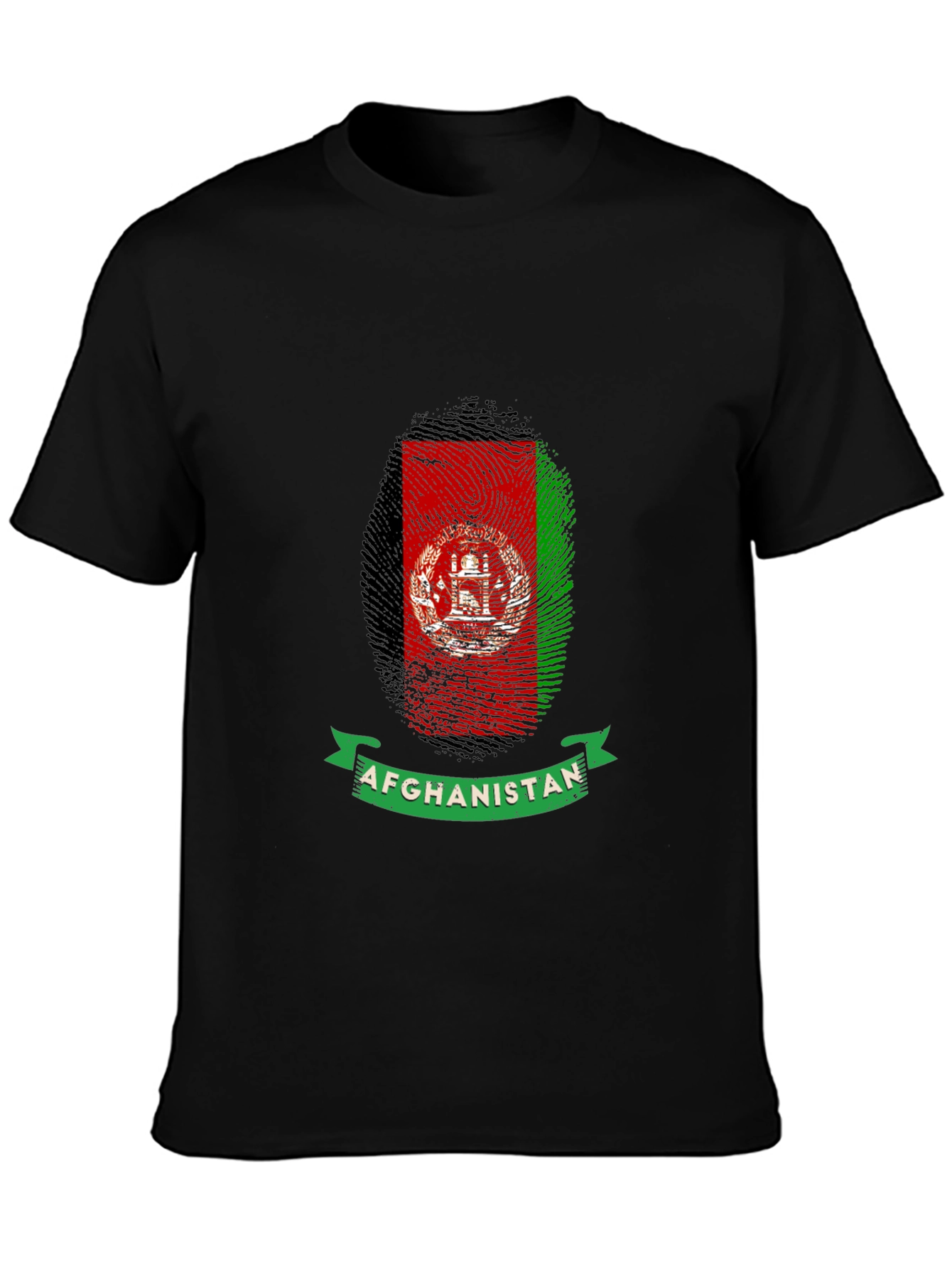 Afghanistan Flag Fingerprint Graphic T-Shirt