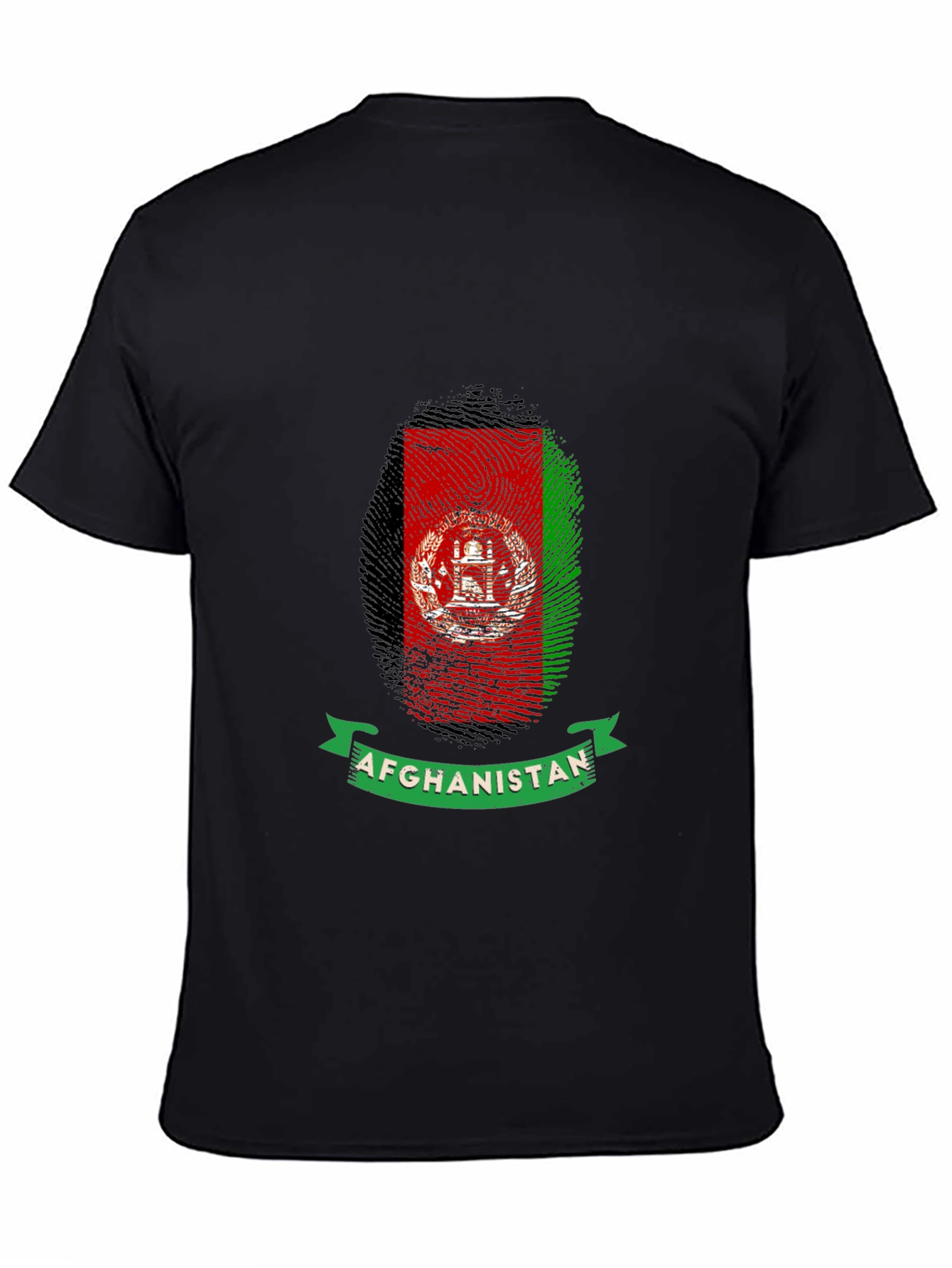 Afghanistan Flag Fingerprint Graphic T-Shirt