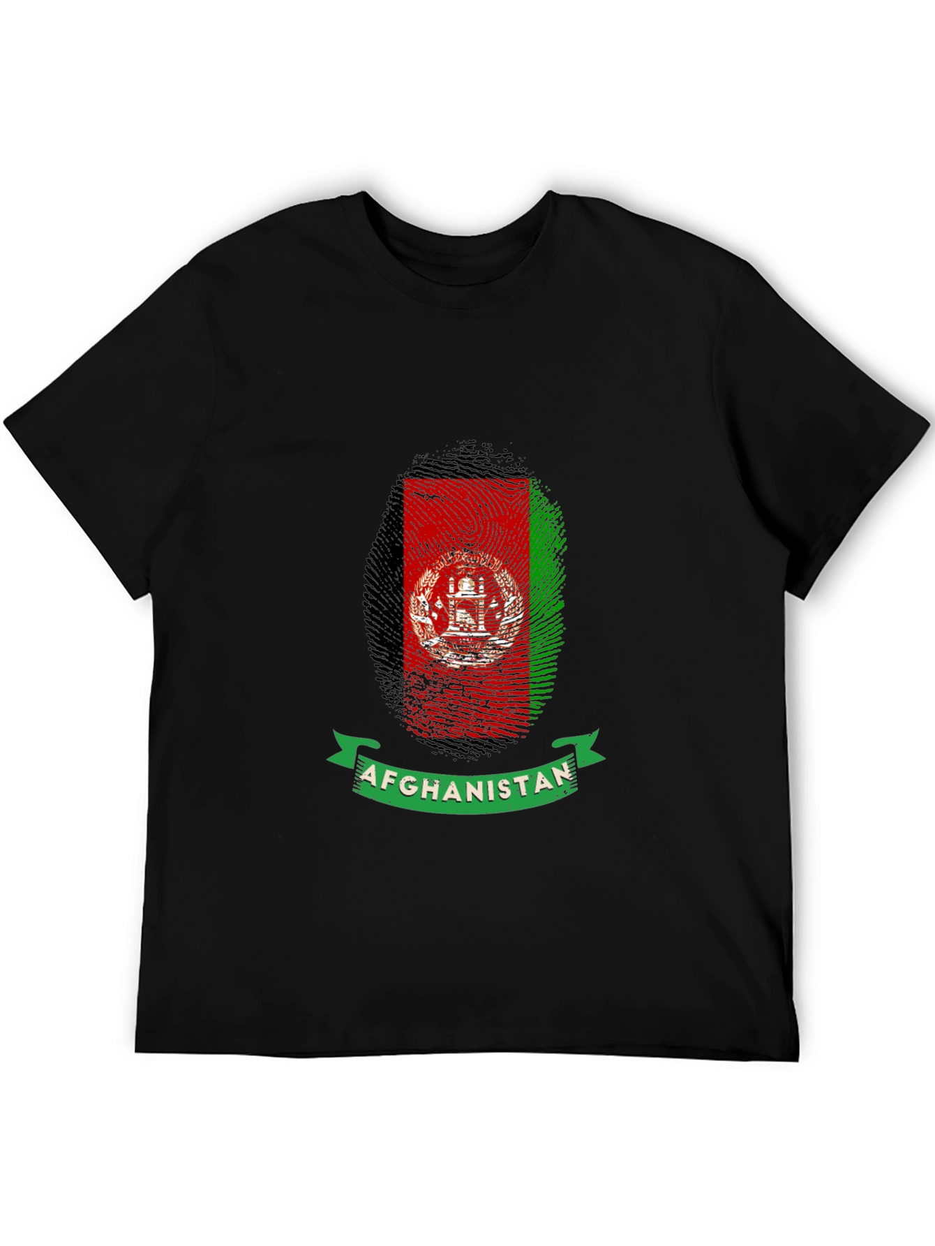 Afghanistan Flag Fingerprint Graphic T-Shirt