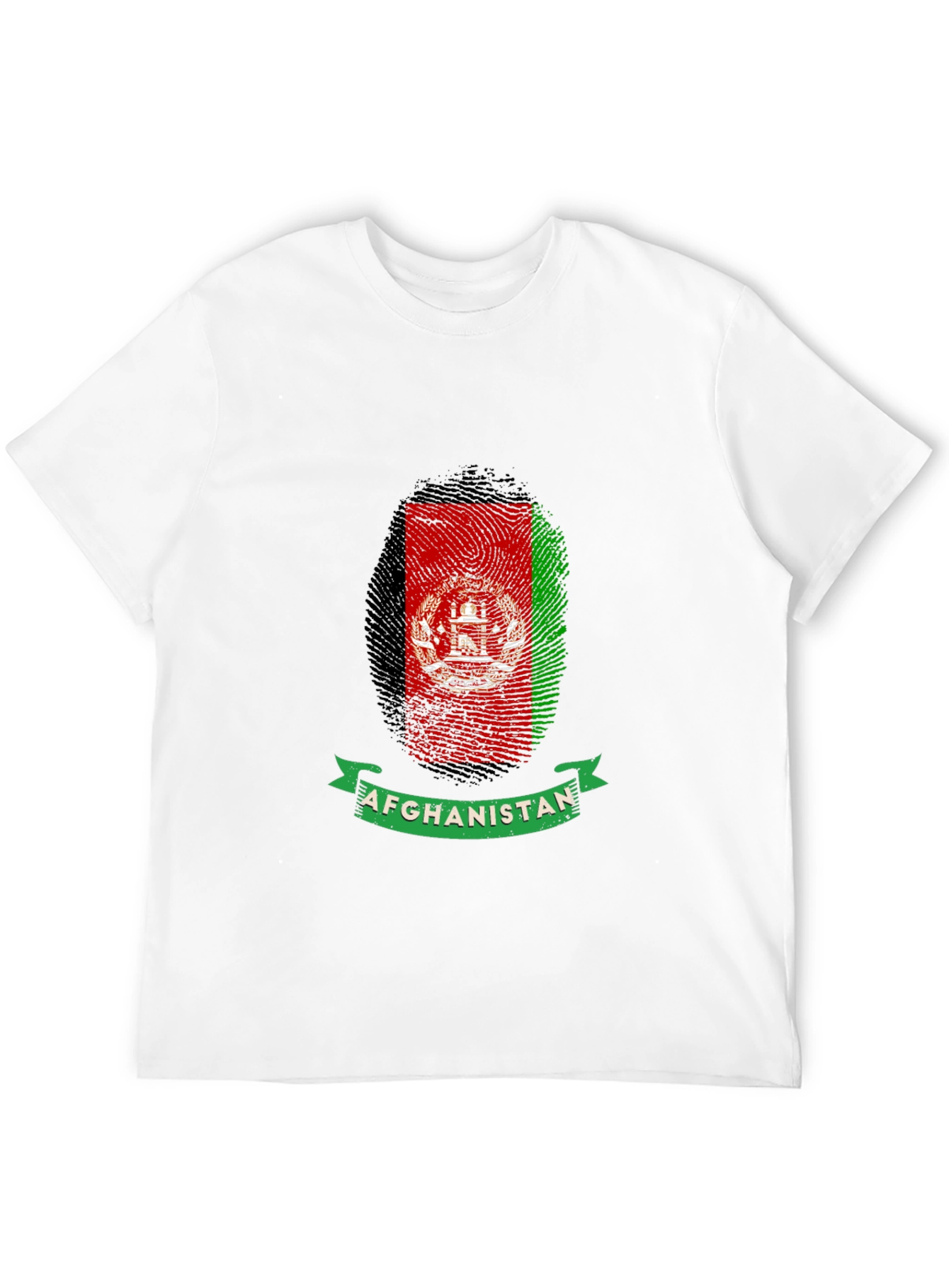 Afghanistan Flag Fingerprint Graphic T-Shirt