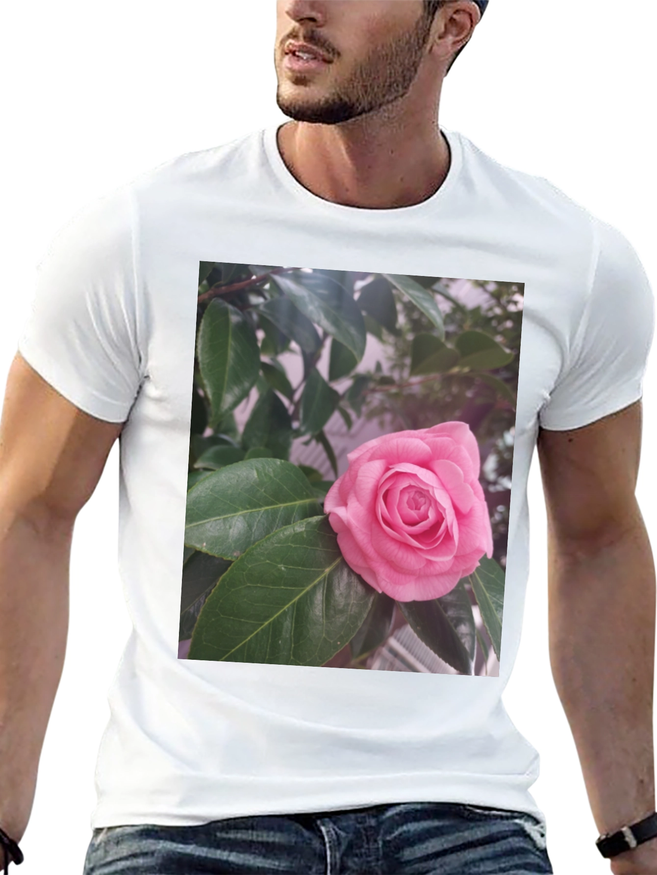 Floral Graphic Tee - Pink Rose Blossom Print