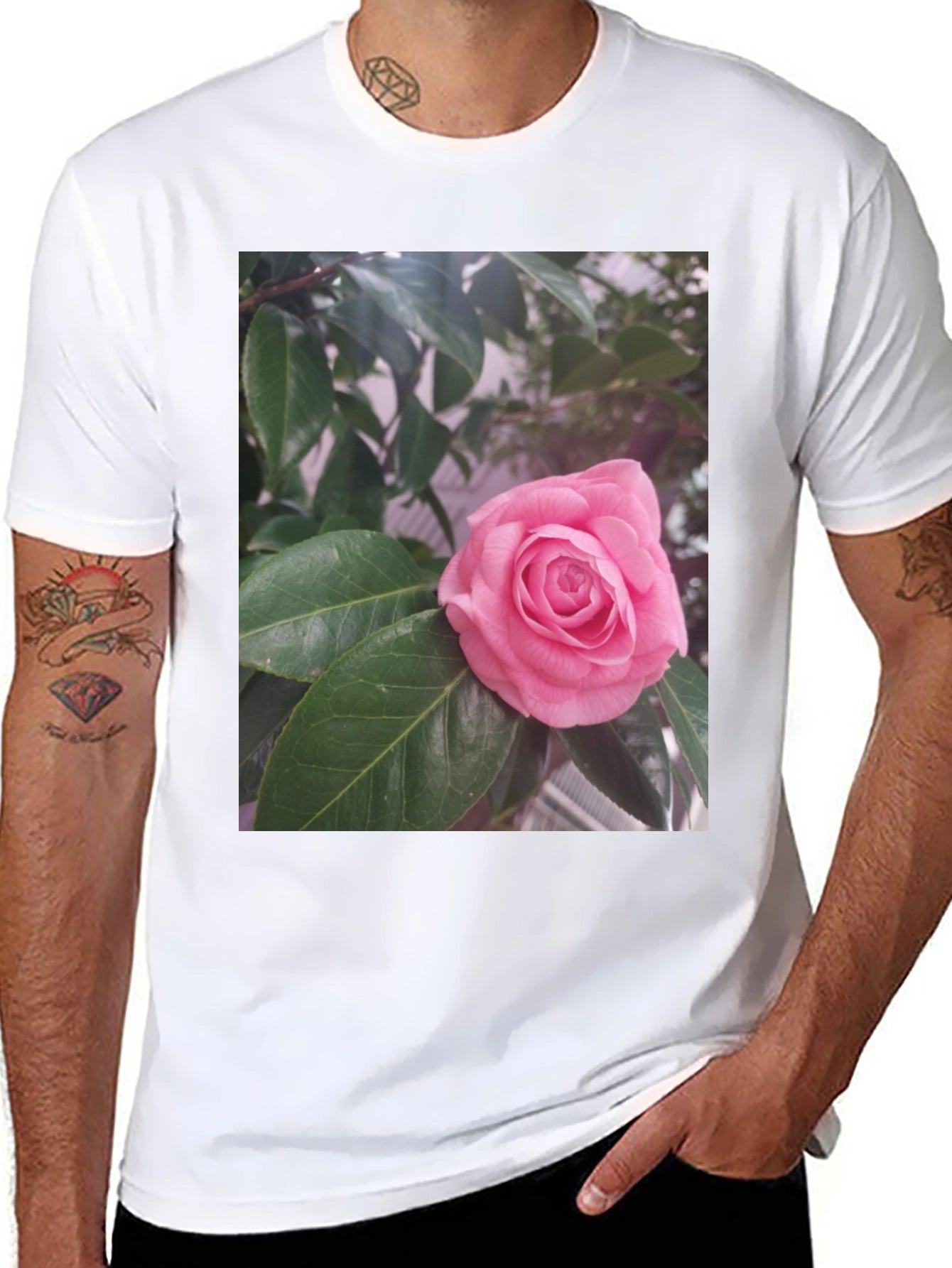 Floral Graphic Tee - Pink Rose Blossom Print