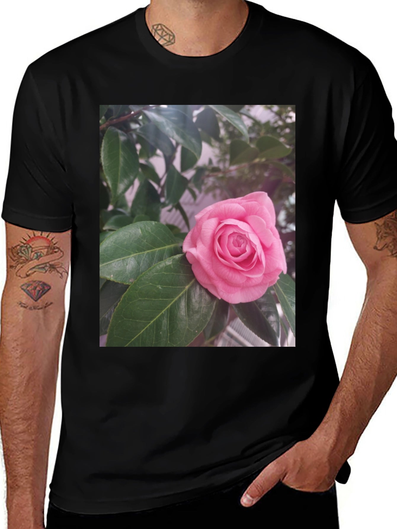 Floral Graphic Tee - Pink Rose Blossom Print
