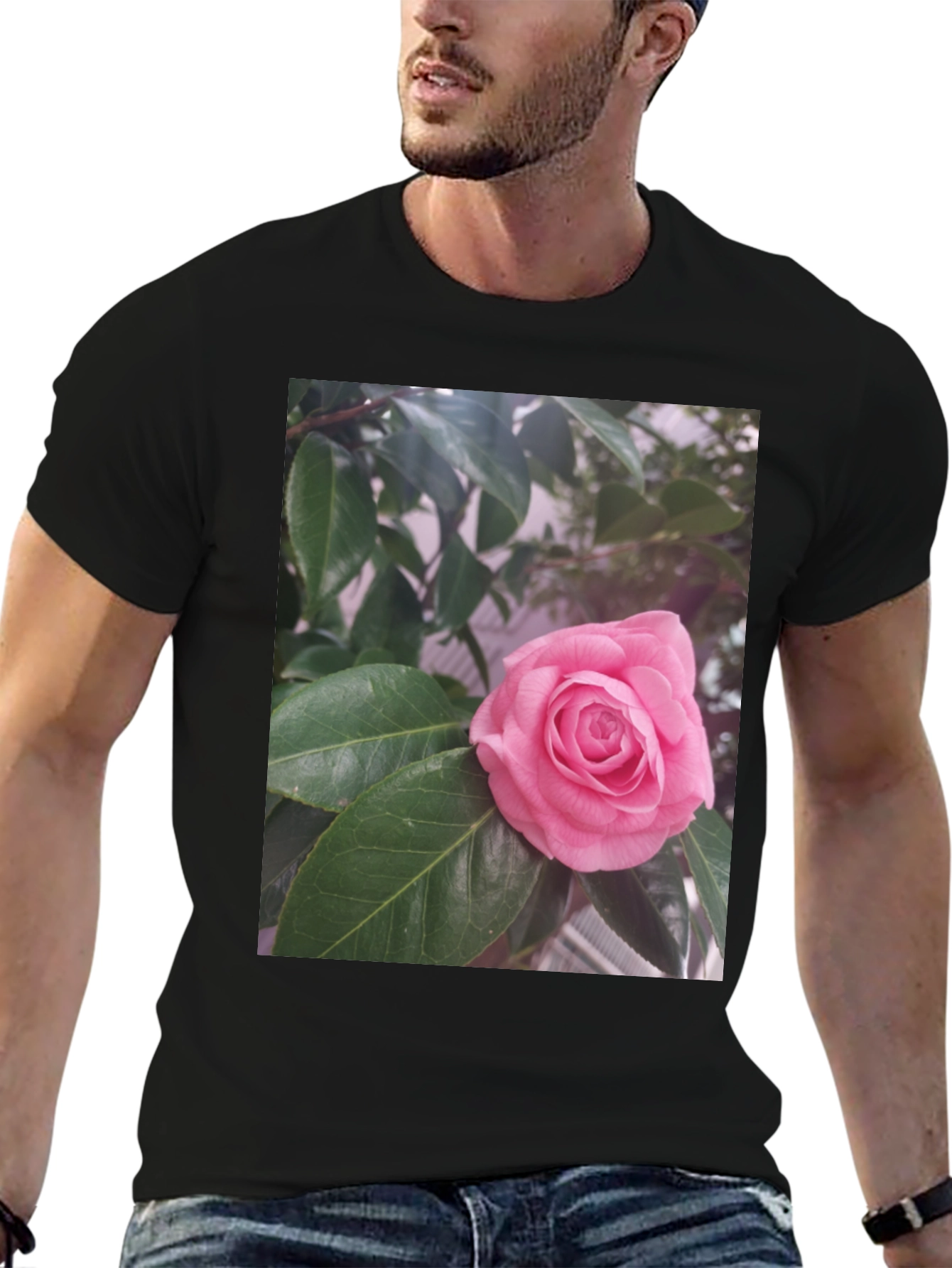 Floral Graphic Tee - Pink Rose Blossom Print