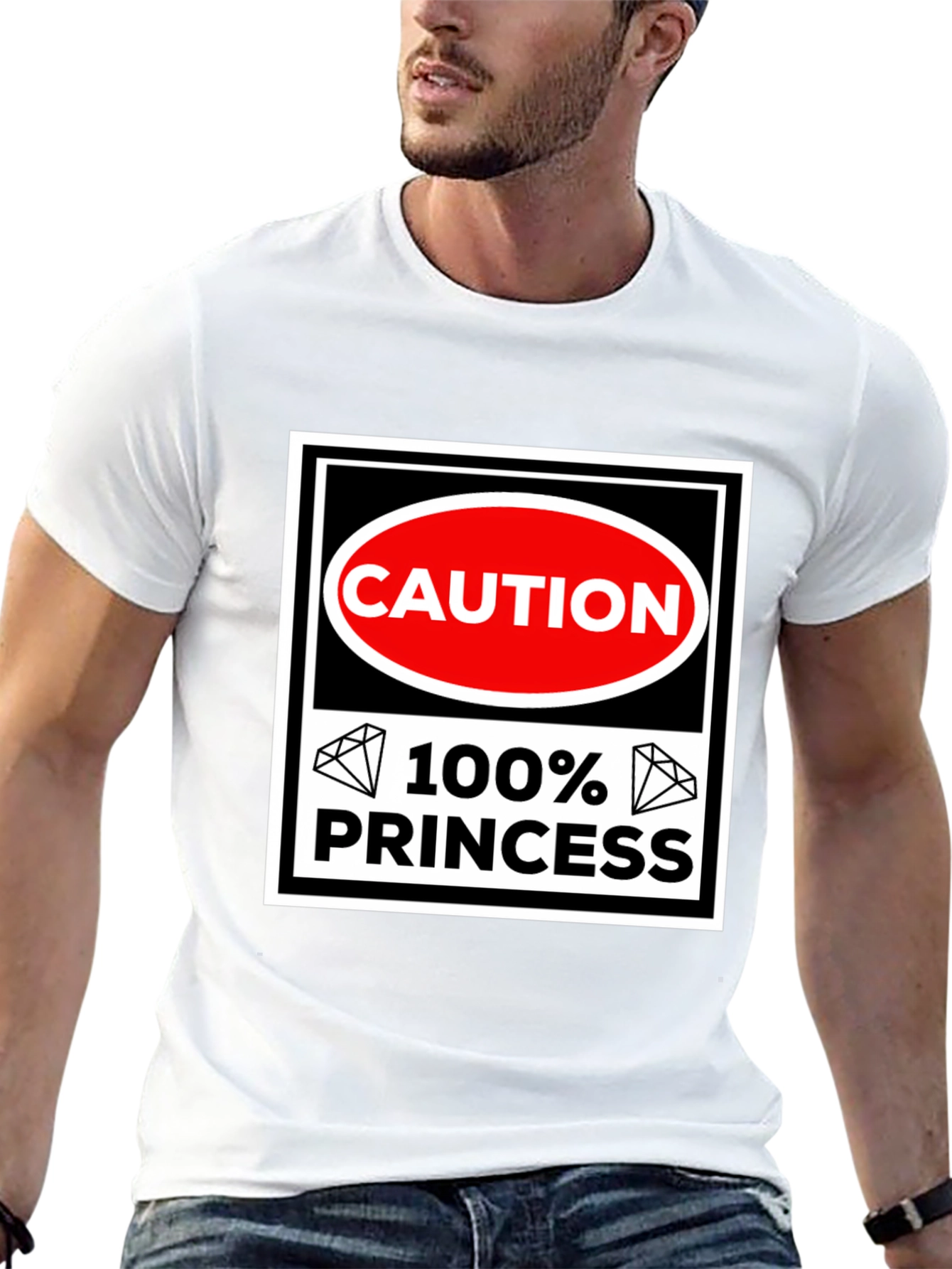 Caution 100% Princess T-Shirt - Black Cotton Tee