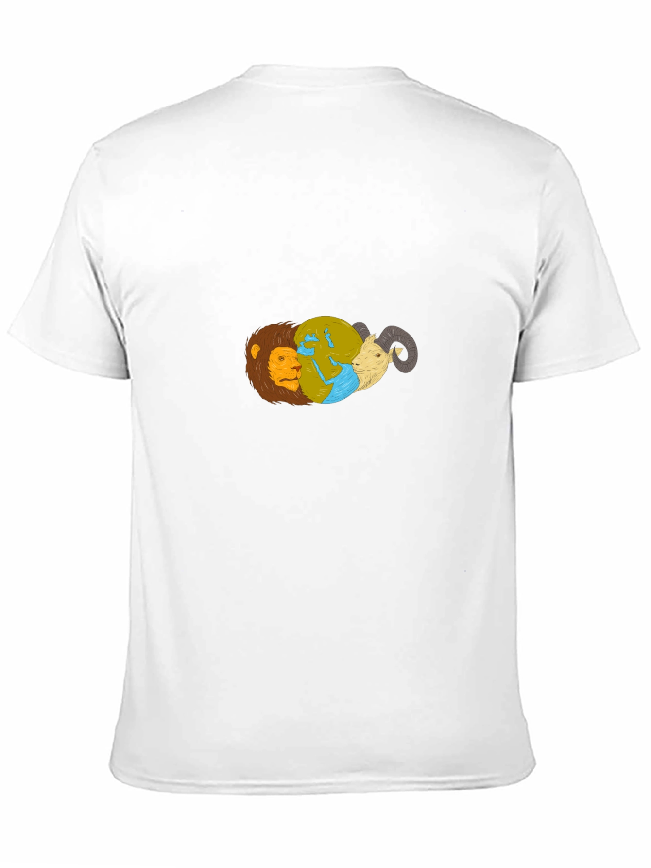 Lion Earth Ram Graphic Black T-Shirt