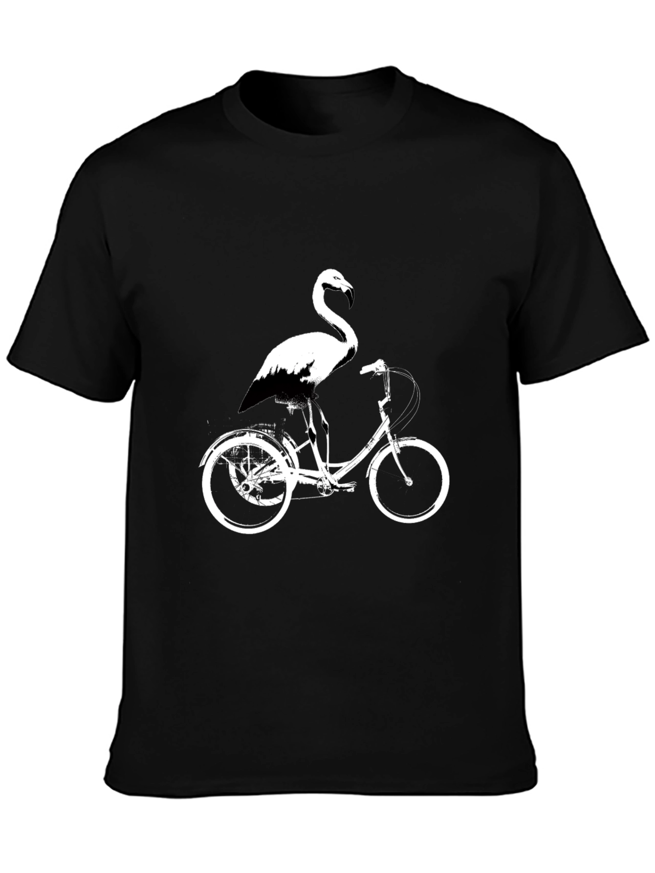 Flamingo on Bike Graphic Tee - Black Cotton Shirt