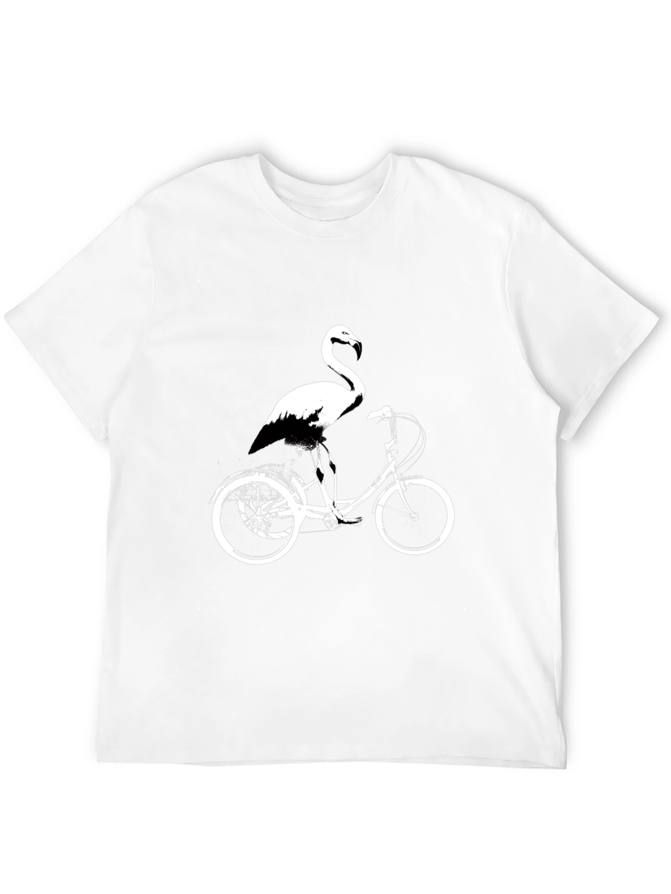 Flamingo on Bike Graphic Tee - Black Cotton Shirt