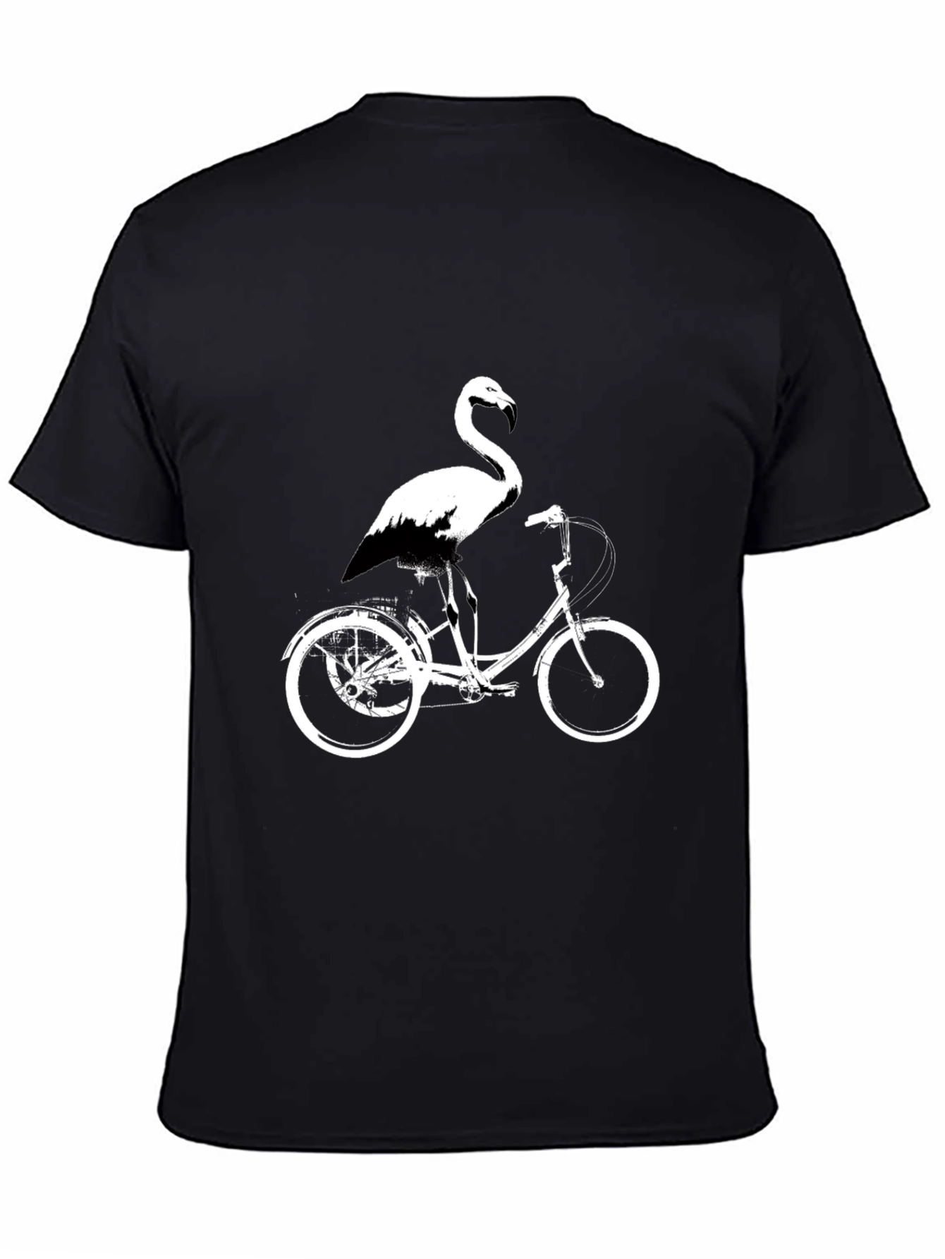 Flamingo on Bike Graphic Tee - Black Cotton Shirt
