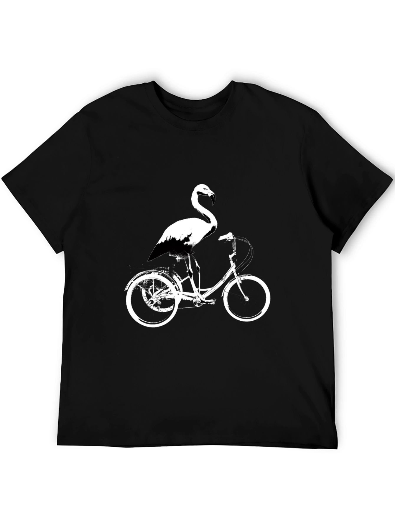 Flamingo on Bike Graphic Tee - Black Cotton Shirt
