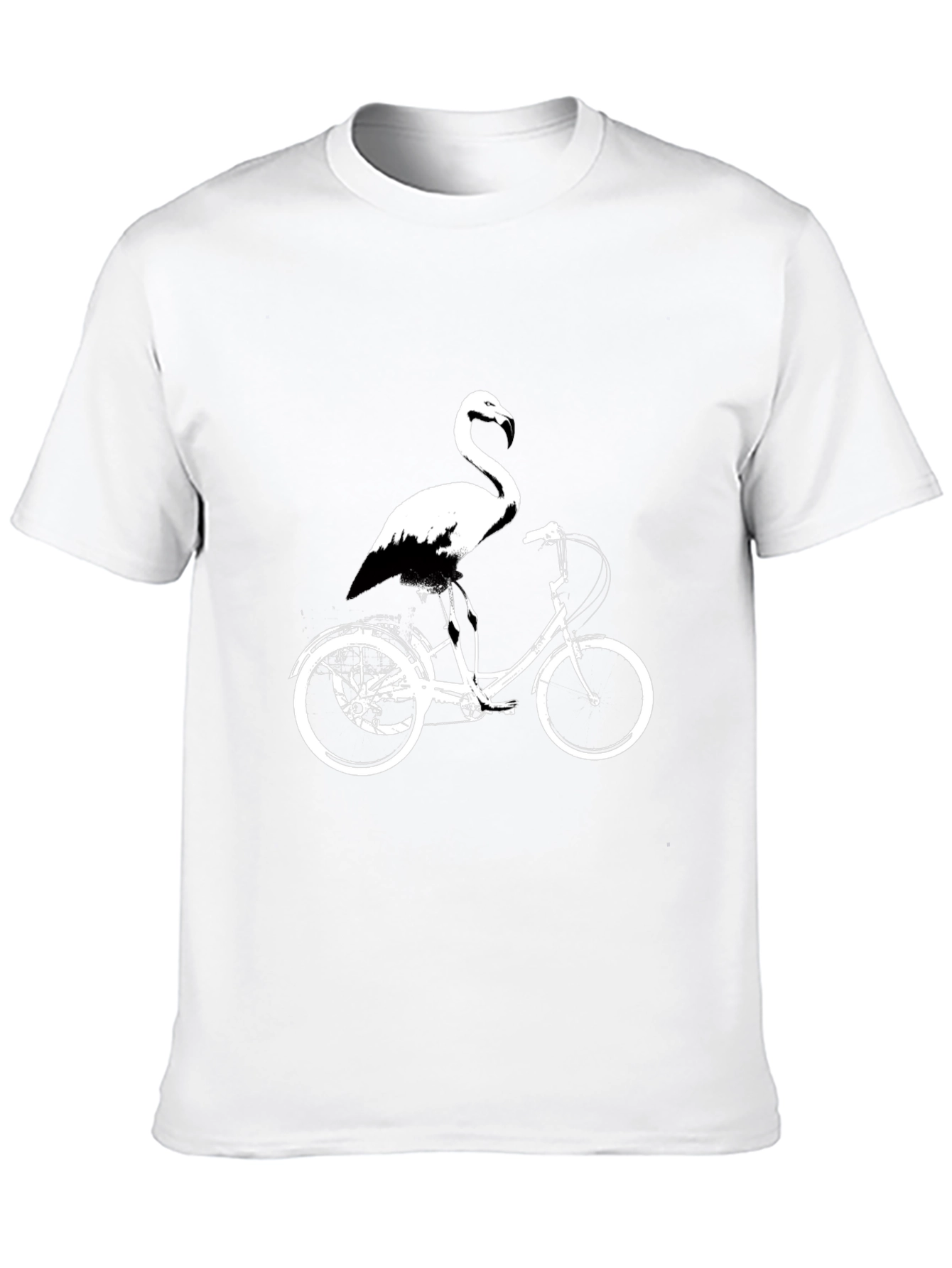 Flamingo on Bike Graphic Tee - Black Cotton Shirt