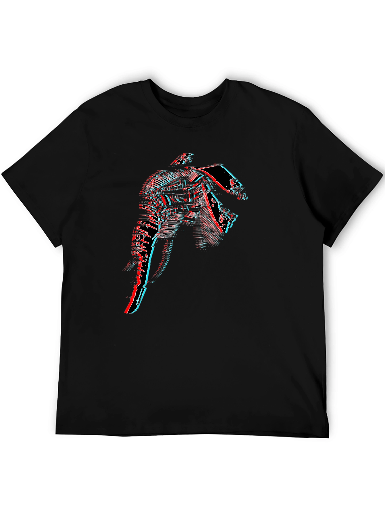 Glitch Art Graphic Tee - Black Cotton T-Shirt