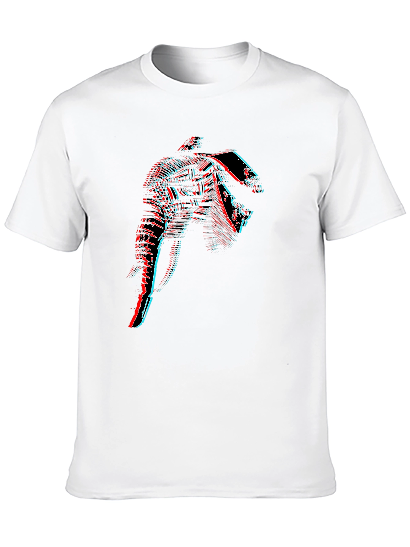 Glitch Art Graphic Tee - Black Cotton T-Shirt