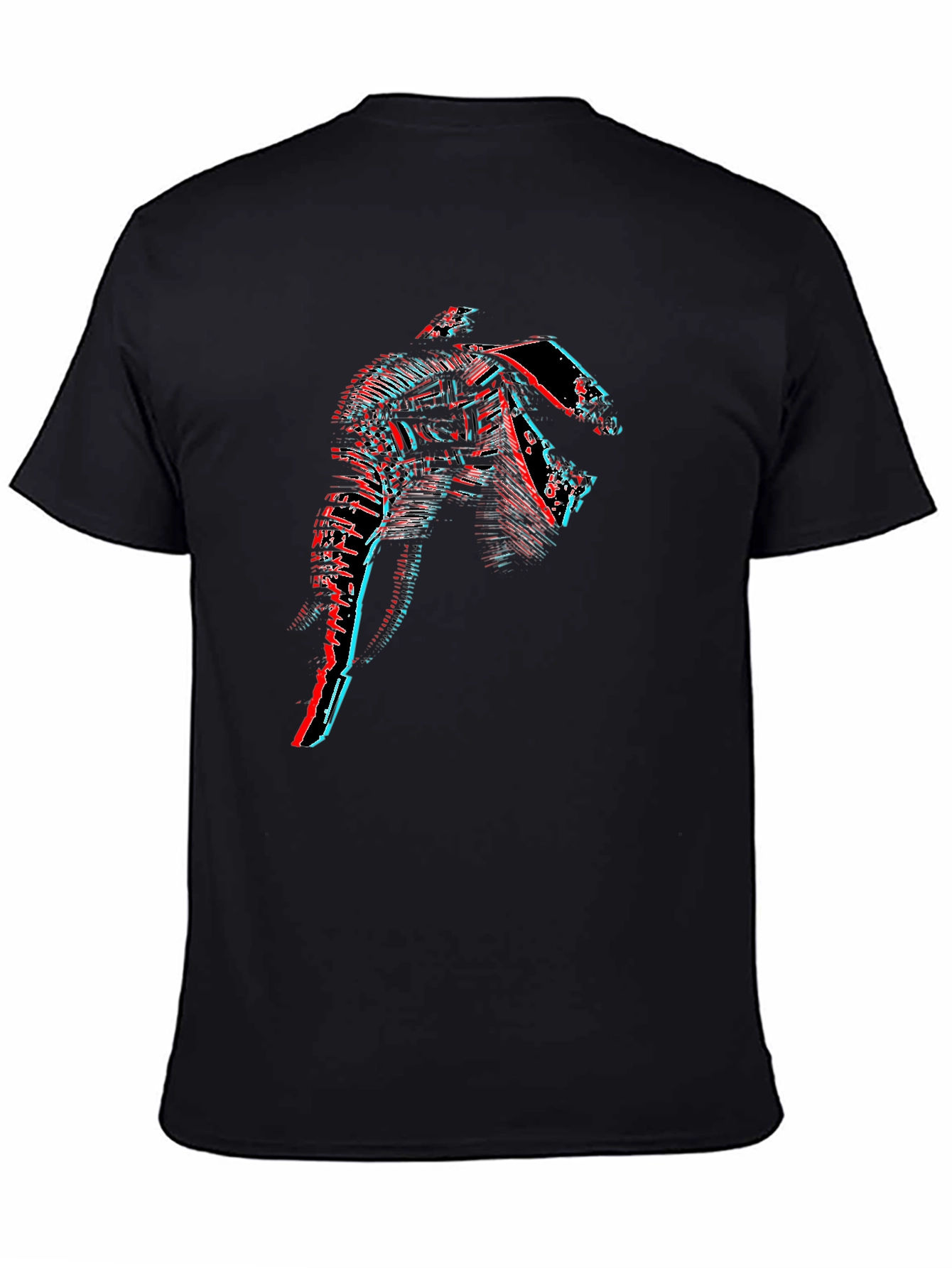 Glitch Art Graphic Tee - Black Cotton T-Shirt
