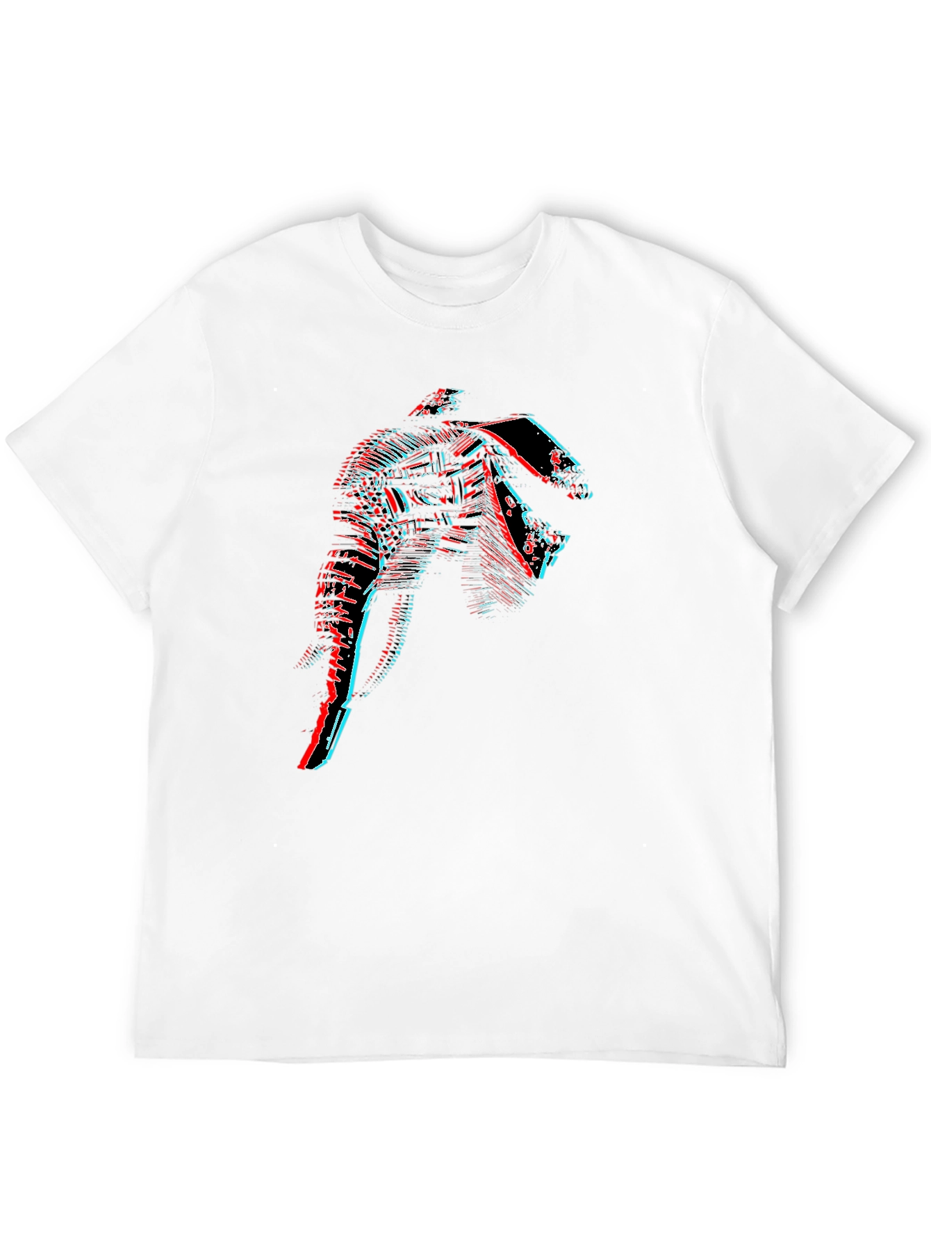 Glitch Art Graphic Tee - Black Cotton T-Shirt