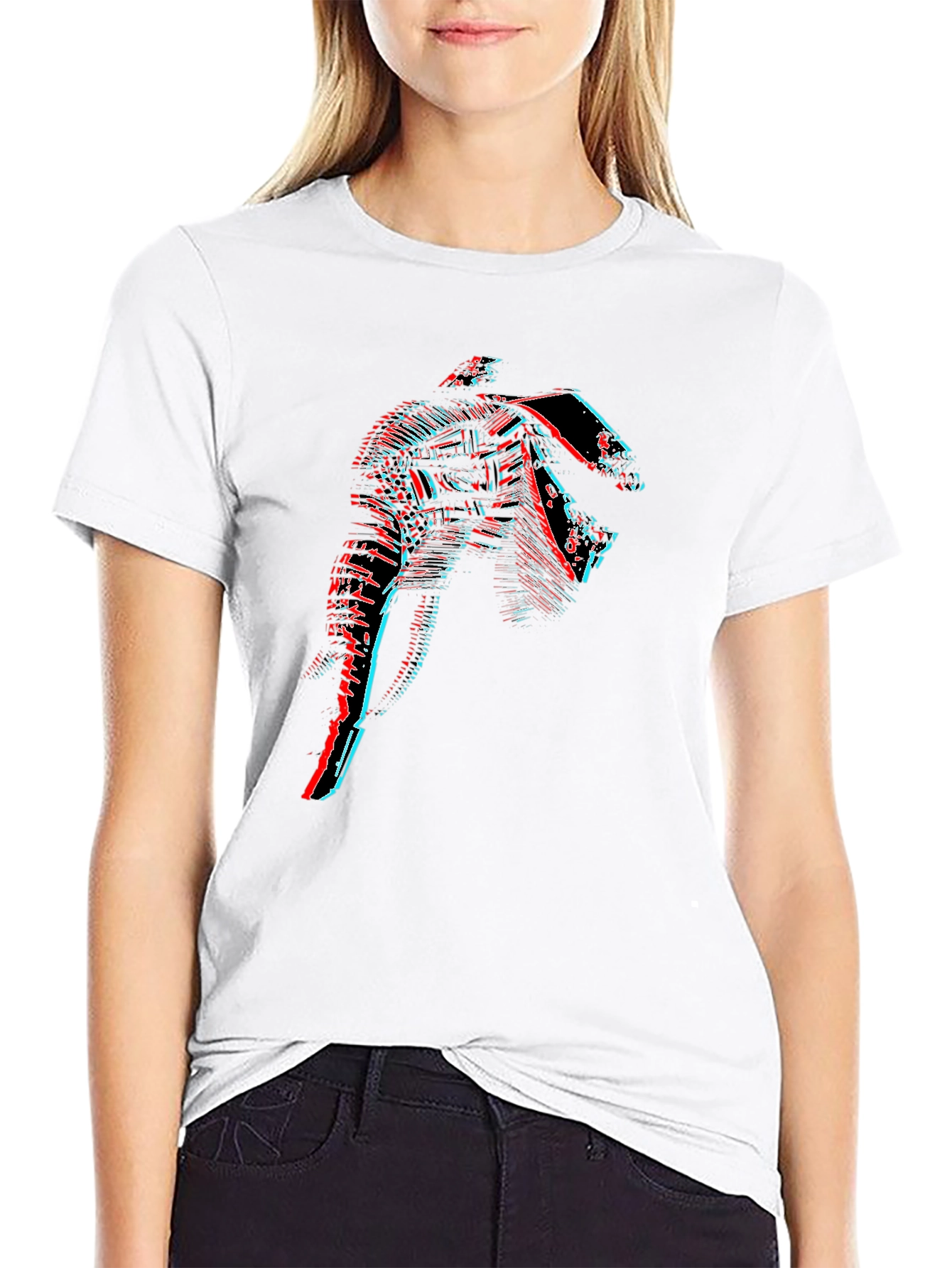 Glitch Art Graphic Tee - Black Cotton T-Shirt
