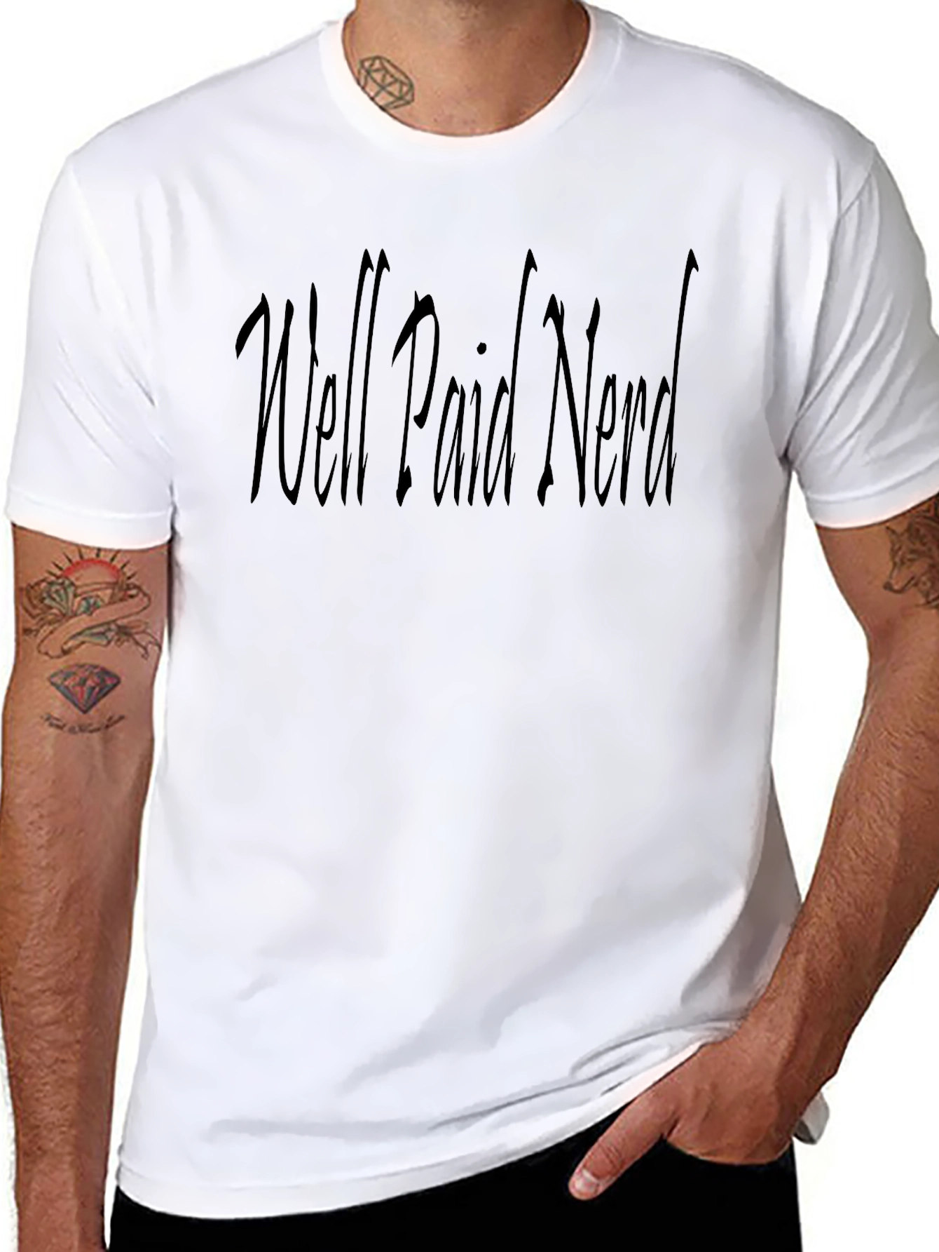 Well Paid Nerd T-Shirt - Black Crew Neck Tee