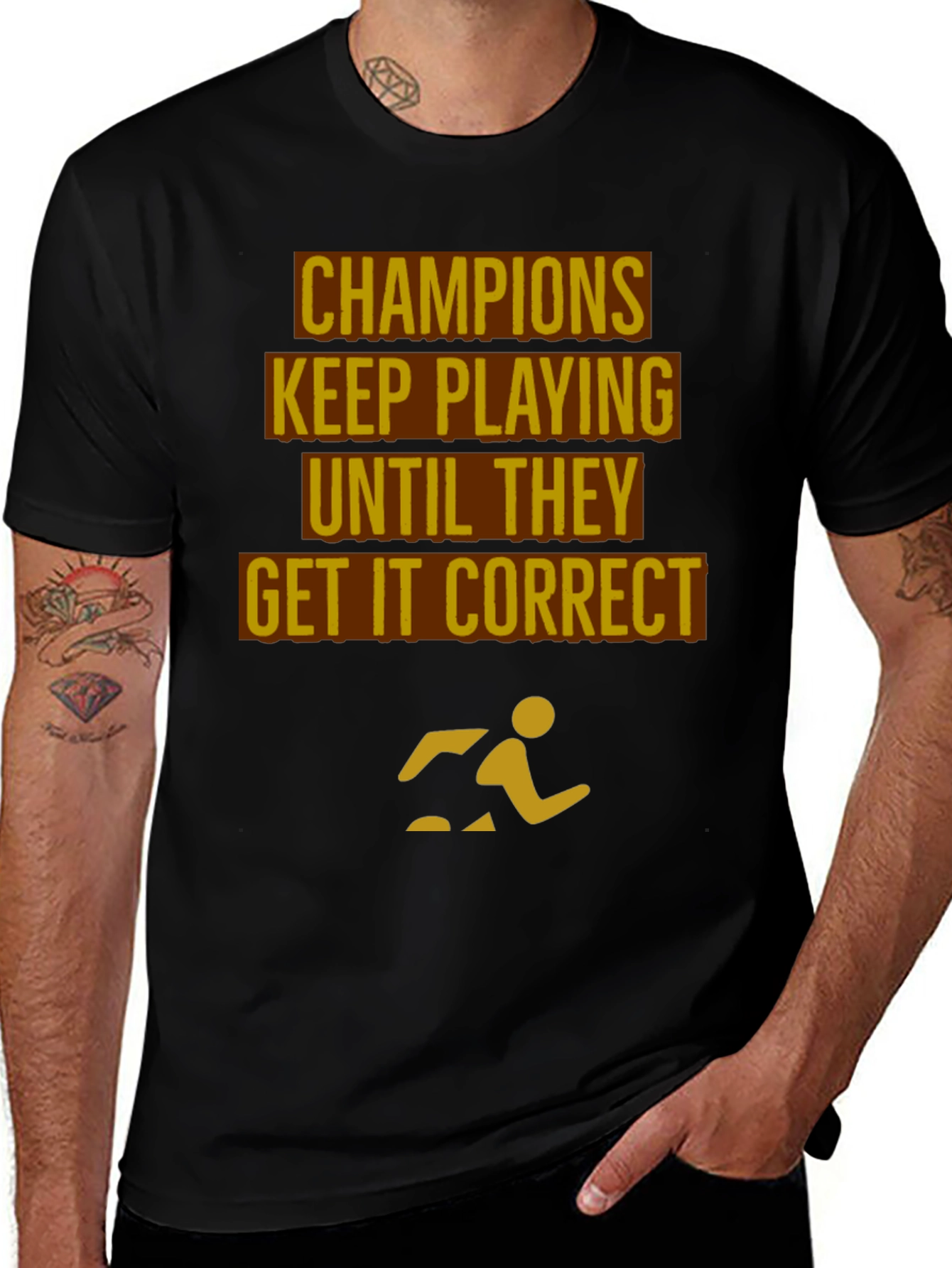 Champions Motivational Black T-Shirt