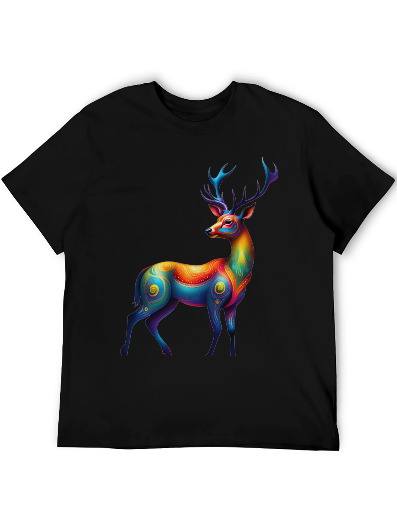 Rainbow Deer Graphic Tee - Mens Black T-Shirt