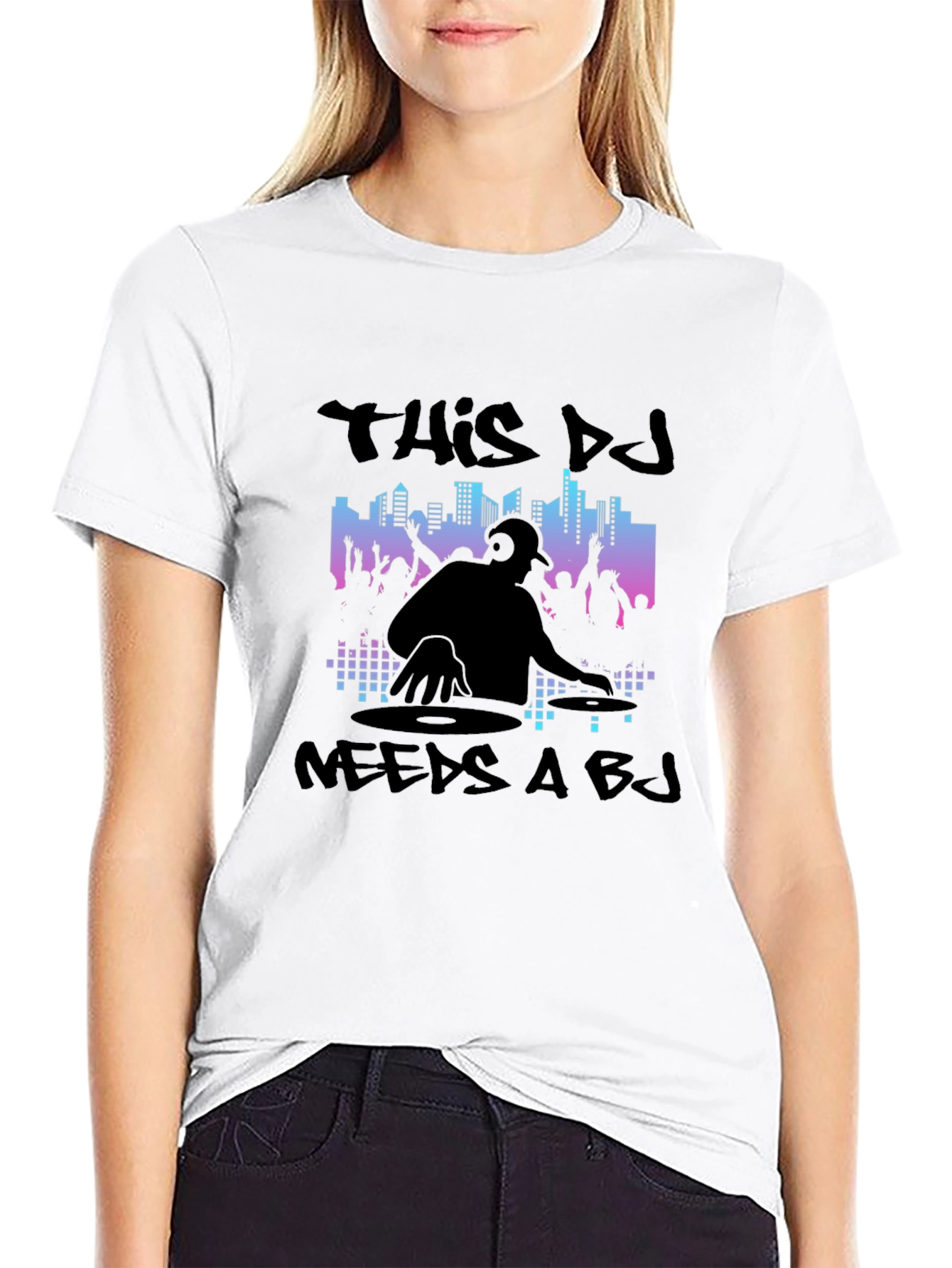 DJ Needs A BJ Graphic Black T-Shirt