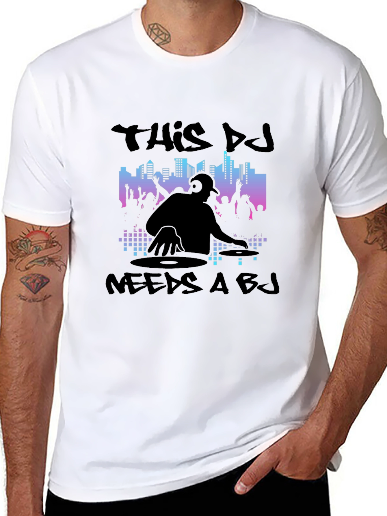 DJ Needs A BJ Graphic Black T-Shirt