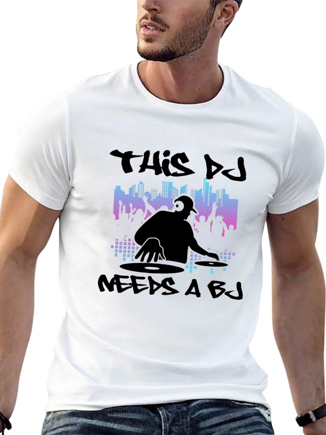 DJ Needs A BJ Graphic Black T-Shirt
