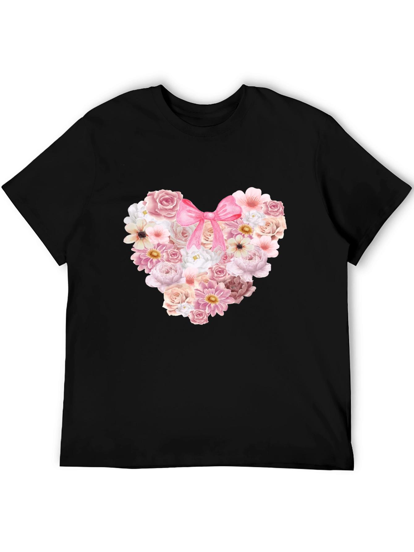 Floral Heart Graphic Tee - Romantic Style