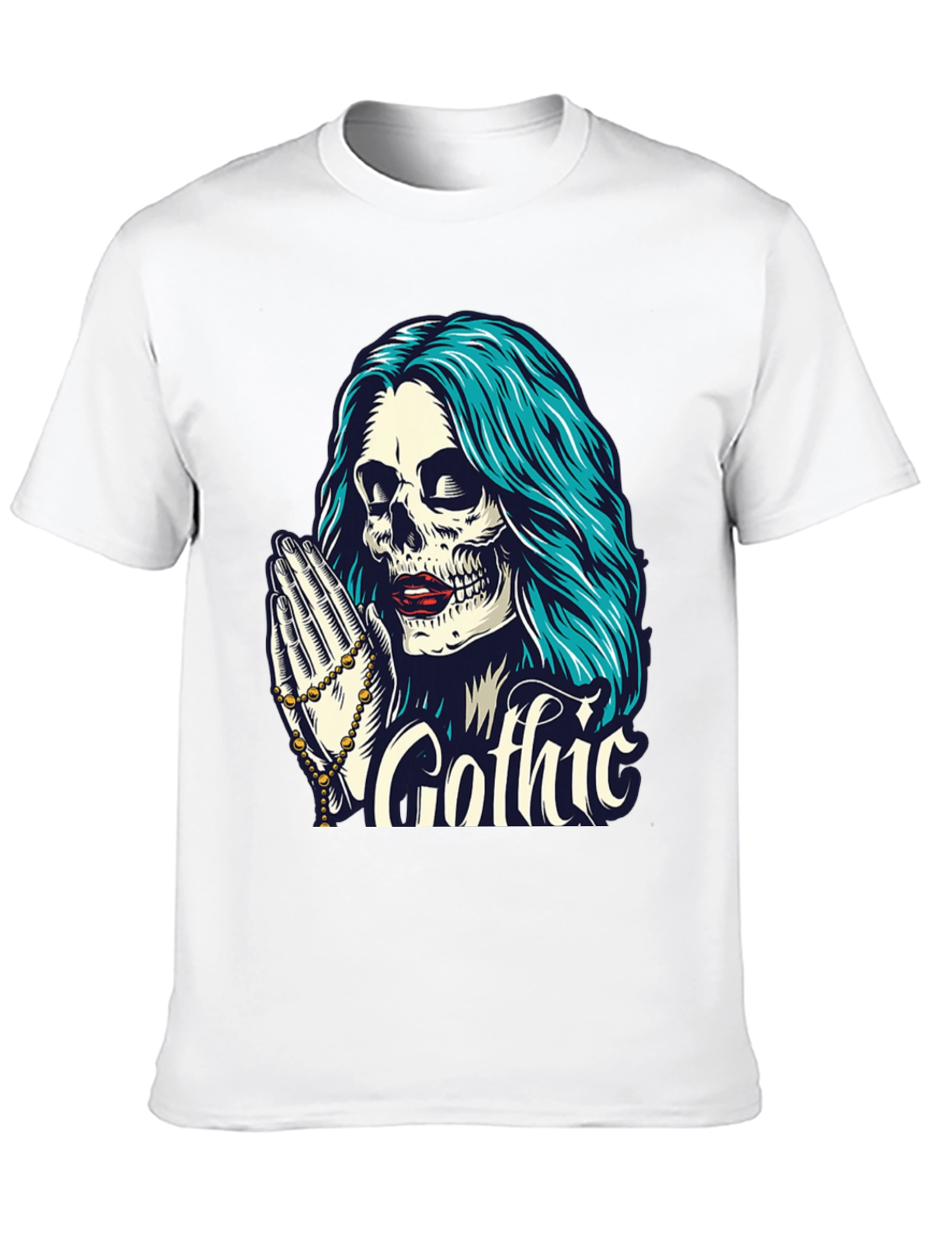 Gothic Skull T-Shirt - Praying Skeleton Tee