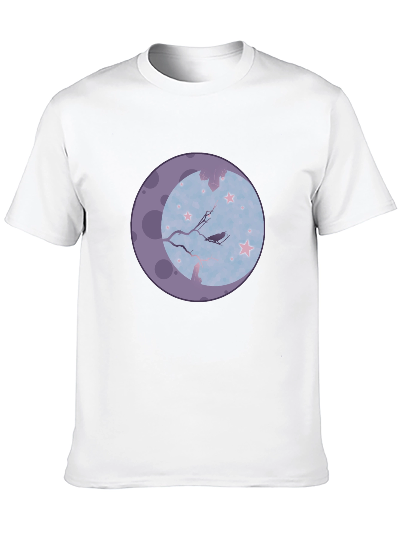 Raven Moon Graphic Tee - Black Cotton Blend T-Shirt