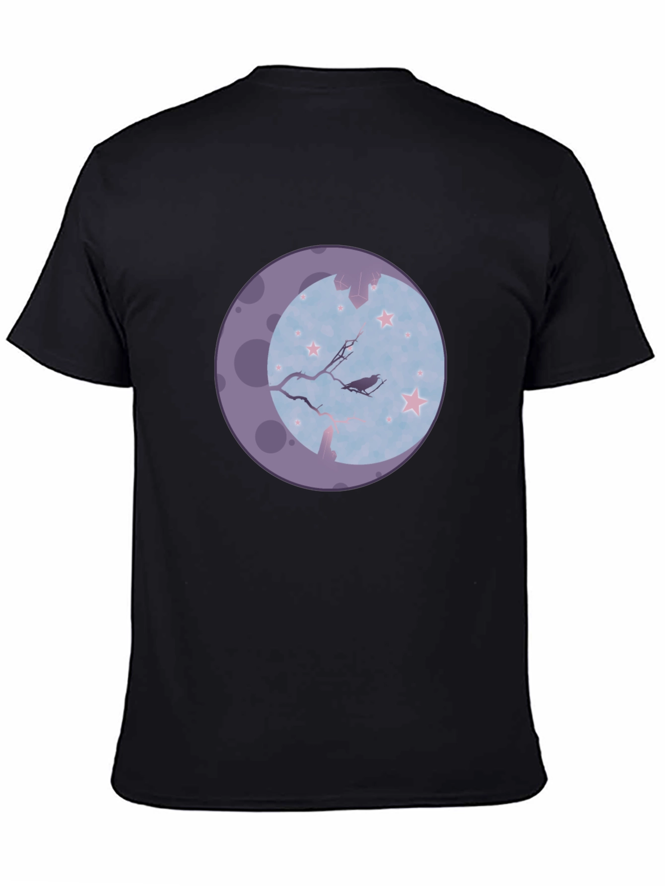 Raven Moon Graphic Tee - Black Cotton Blend T-Shirt