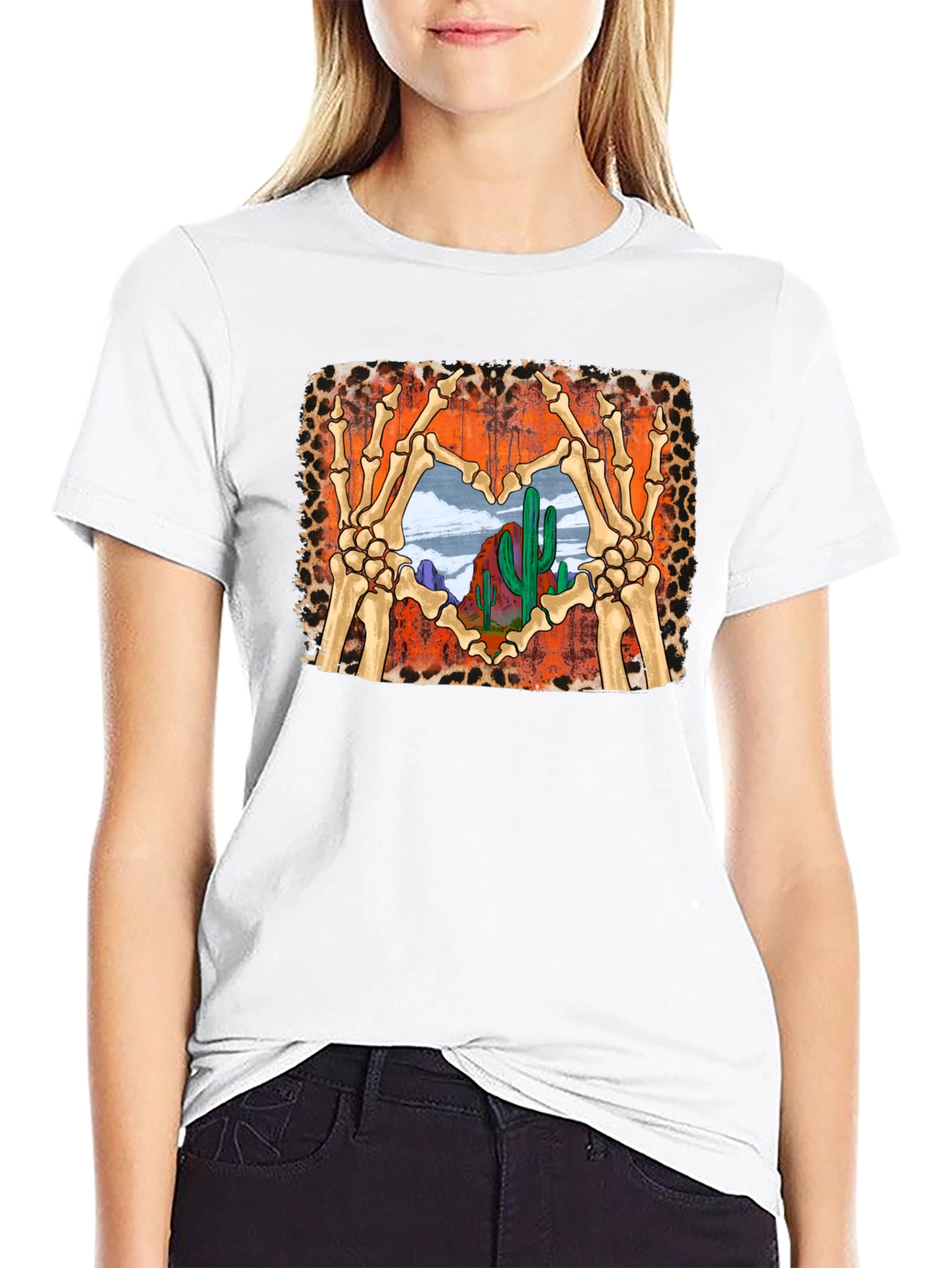 Desert Heart Skeleton Hands Graphic Tee