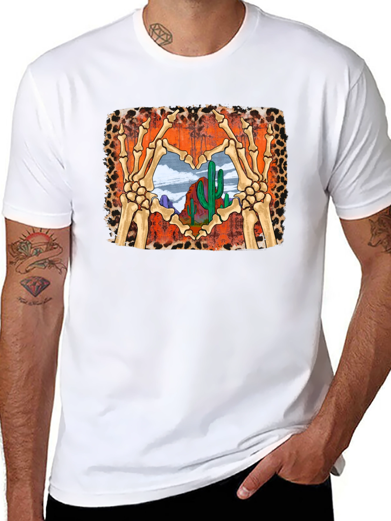 Desert Heart Skeleton Hands Graphic Tee