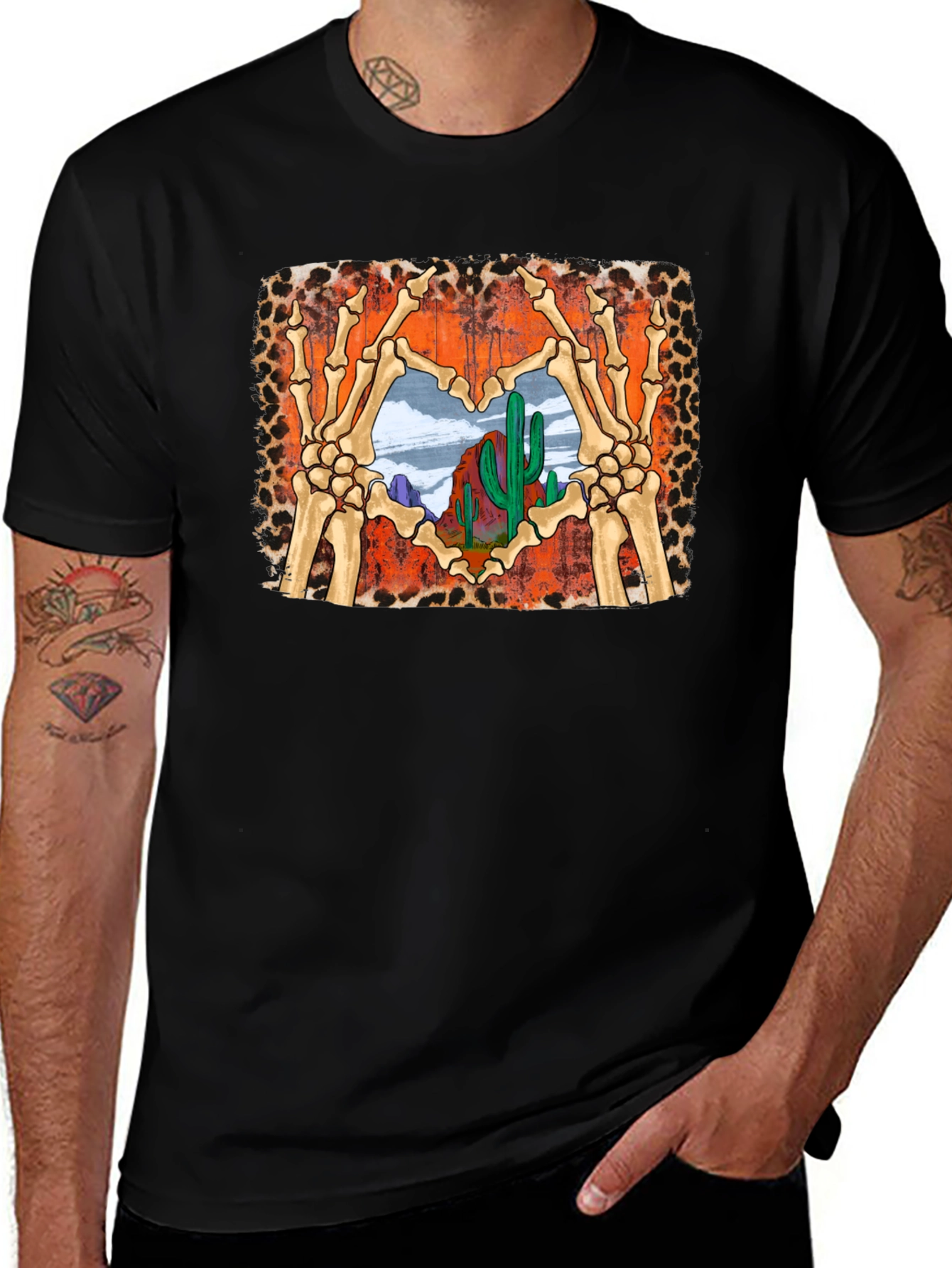 Desert Heart Skeleton Hands Graphic Tee