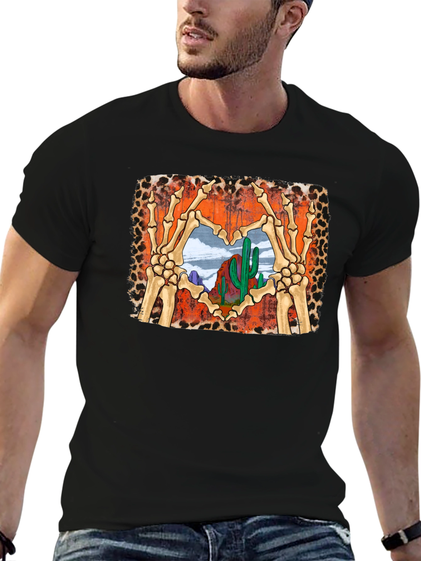 Desert Heart Skeleton Hands Graphic Tee