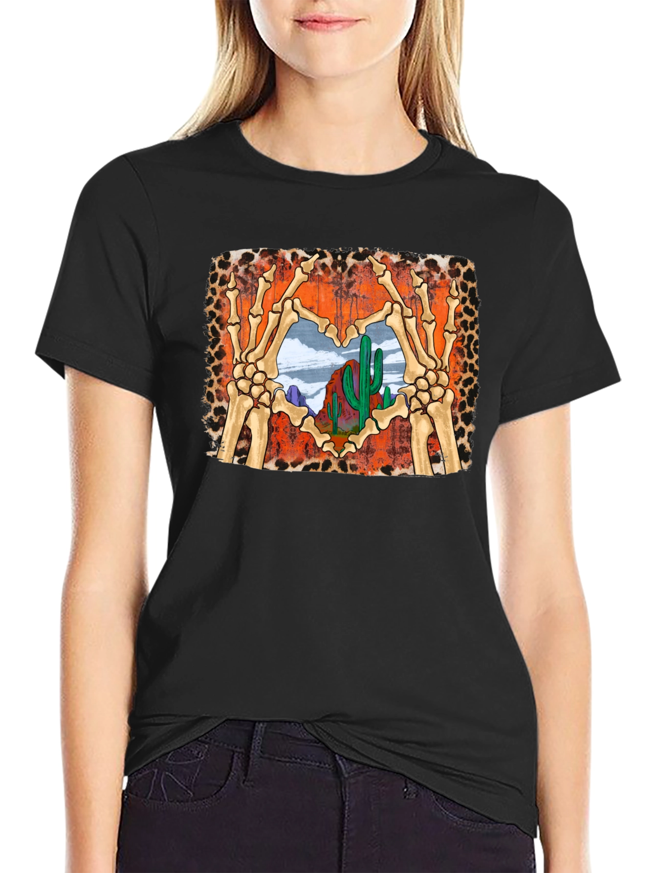 Desert Heart Skeleton Hands Graphic Tee