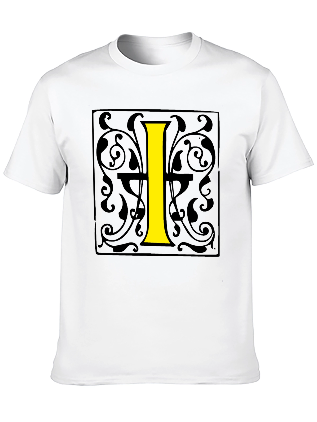 Initial I Graphic Print Black T-Shirt