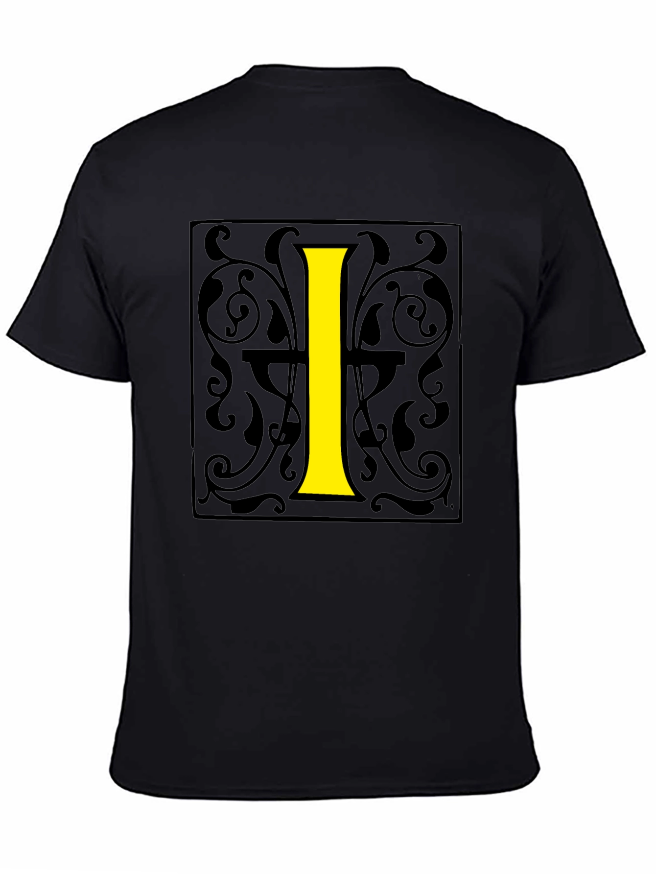 Initial I Graphic Print Black T-Shirt