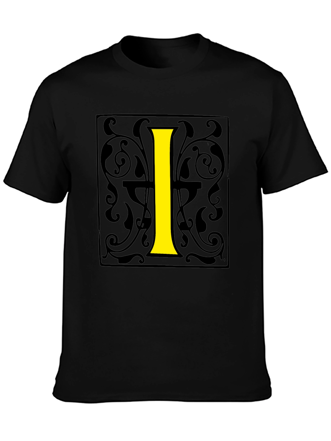 Initial I Graphic Print Black T-Shirt