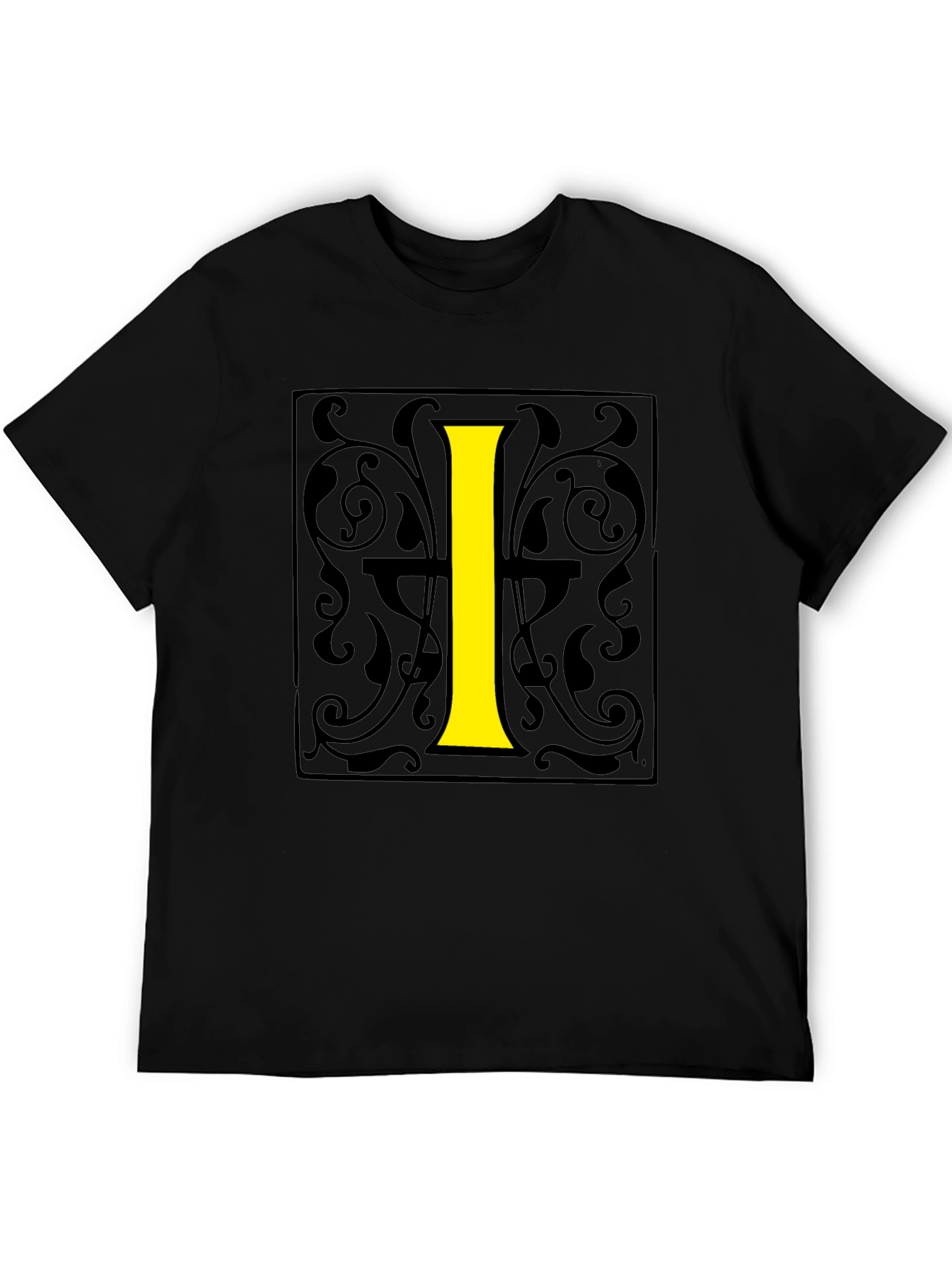 Initial I Graphic Print Black T-Shirt