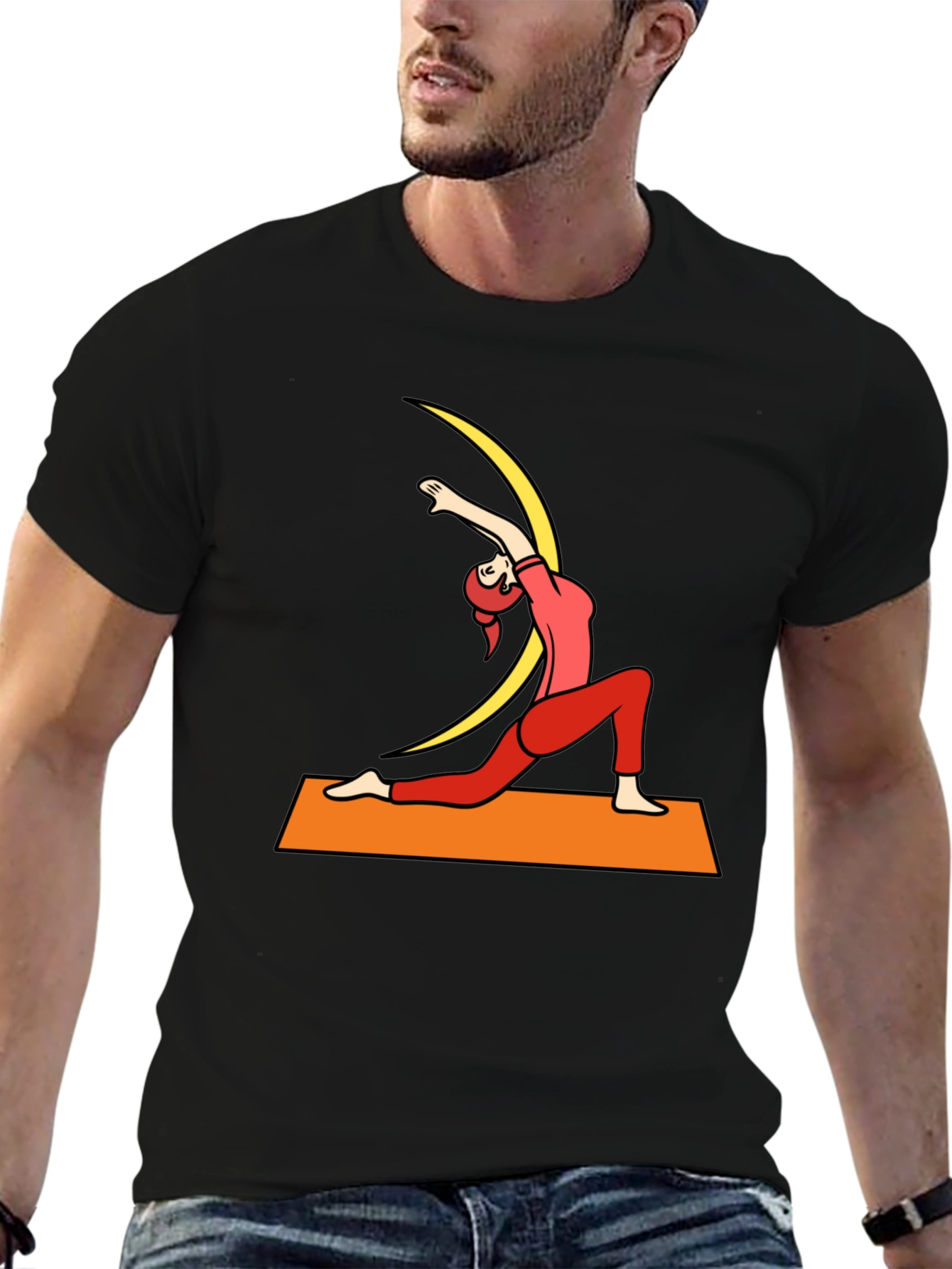 Yoga Pose Graphic Tee - Mens Black T-Shirt