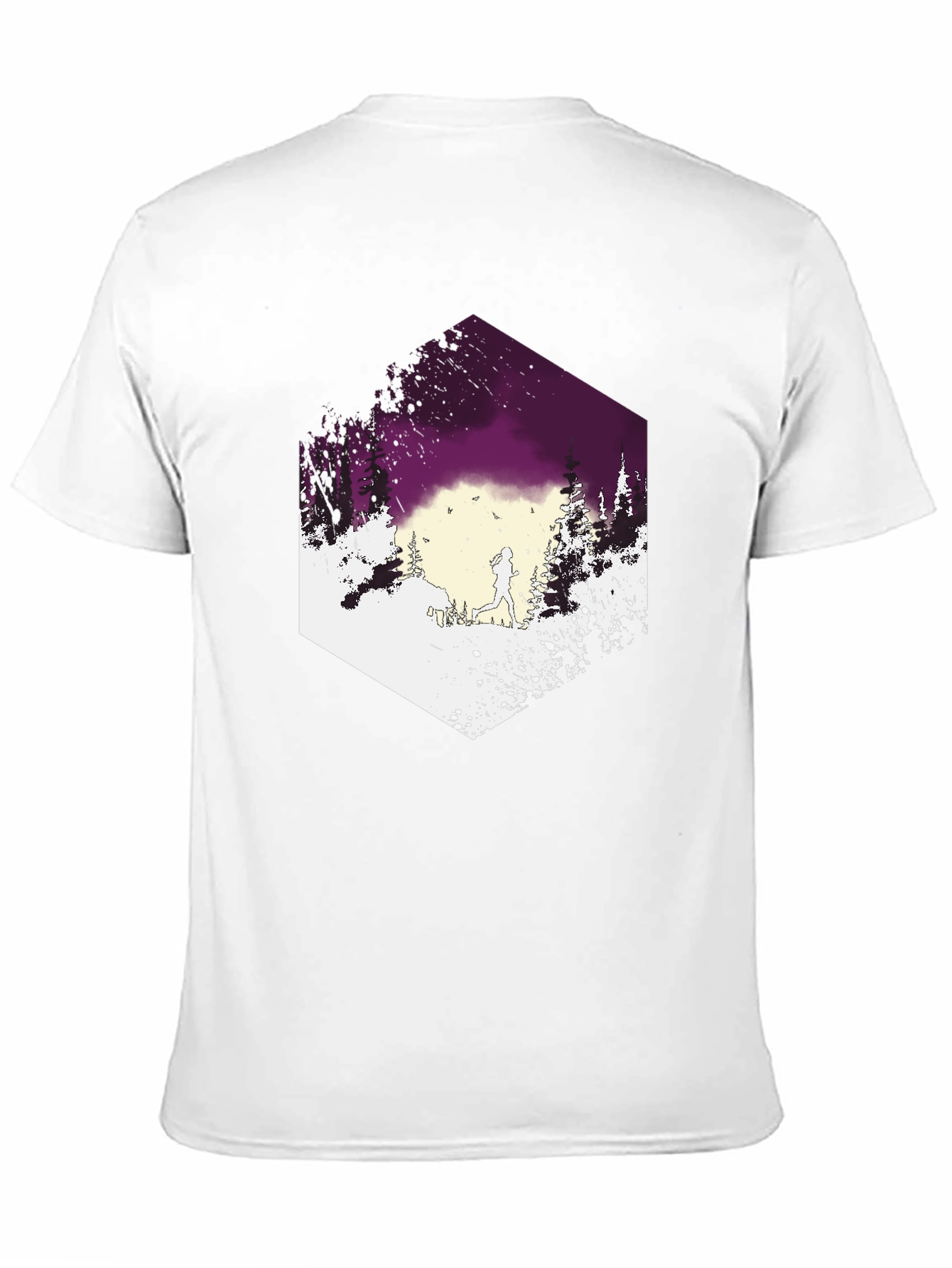 Mens Black T-Shirt with Running Trail Design