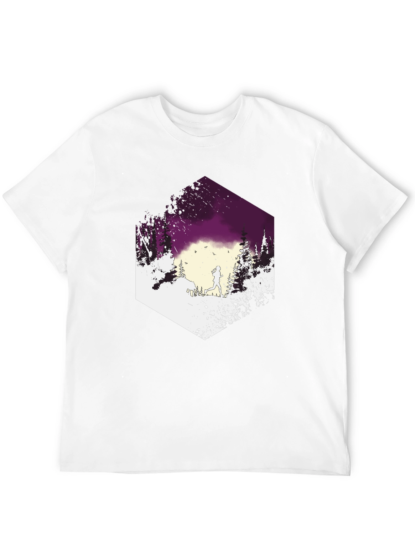 Mens Black T-Shirt with Running Trail Design