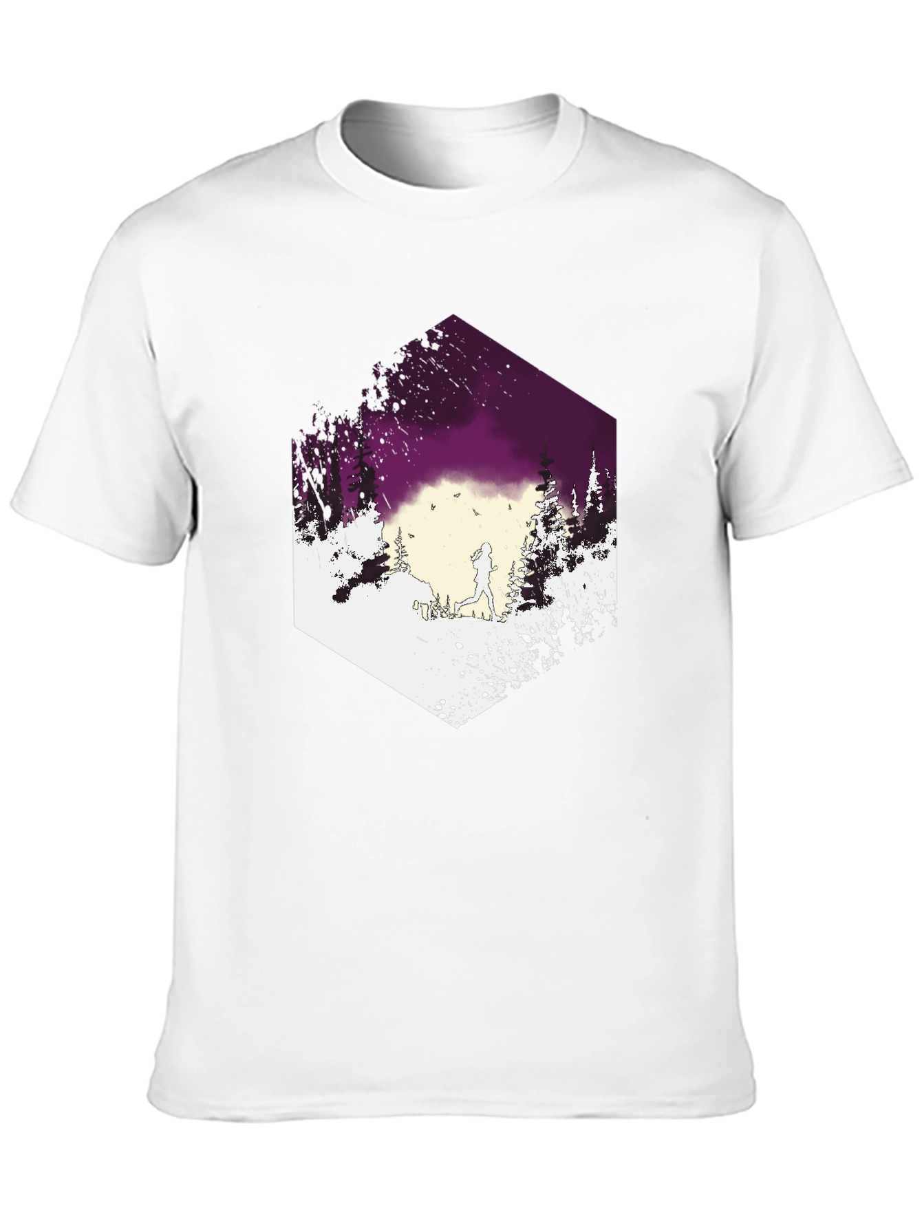 Mens Black T-Shirt with Running Trail Design