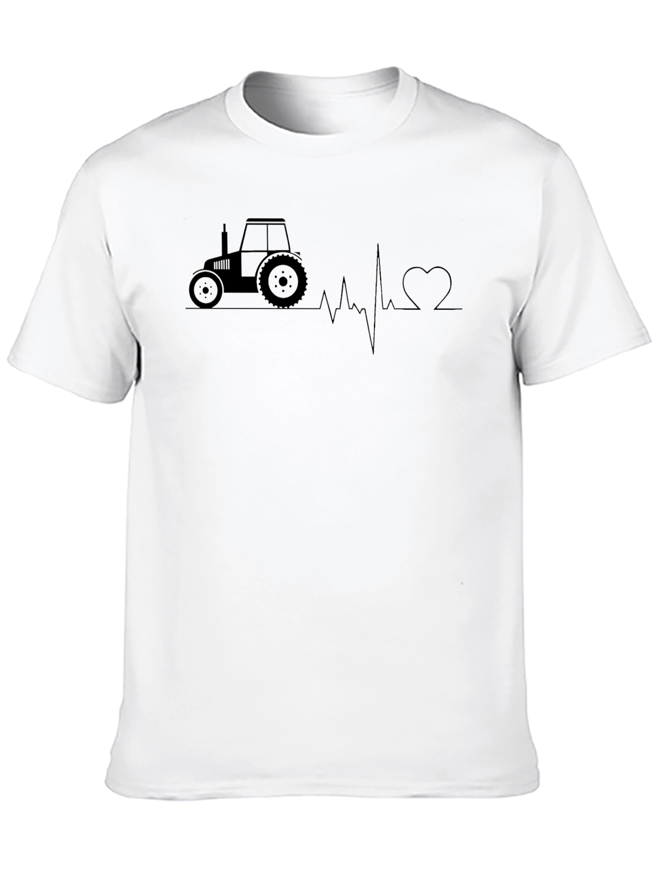Tractor Heartbeat Graphic Tee - Black Cotton