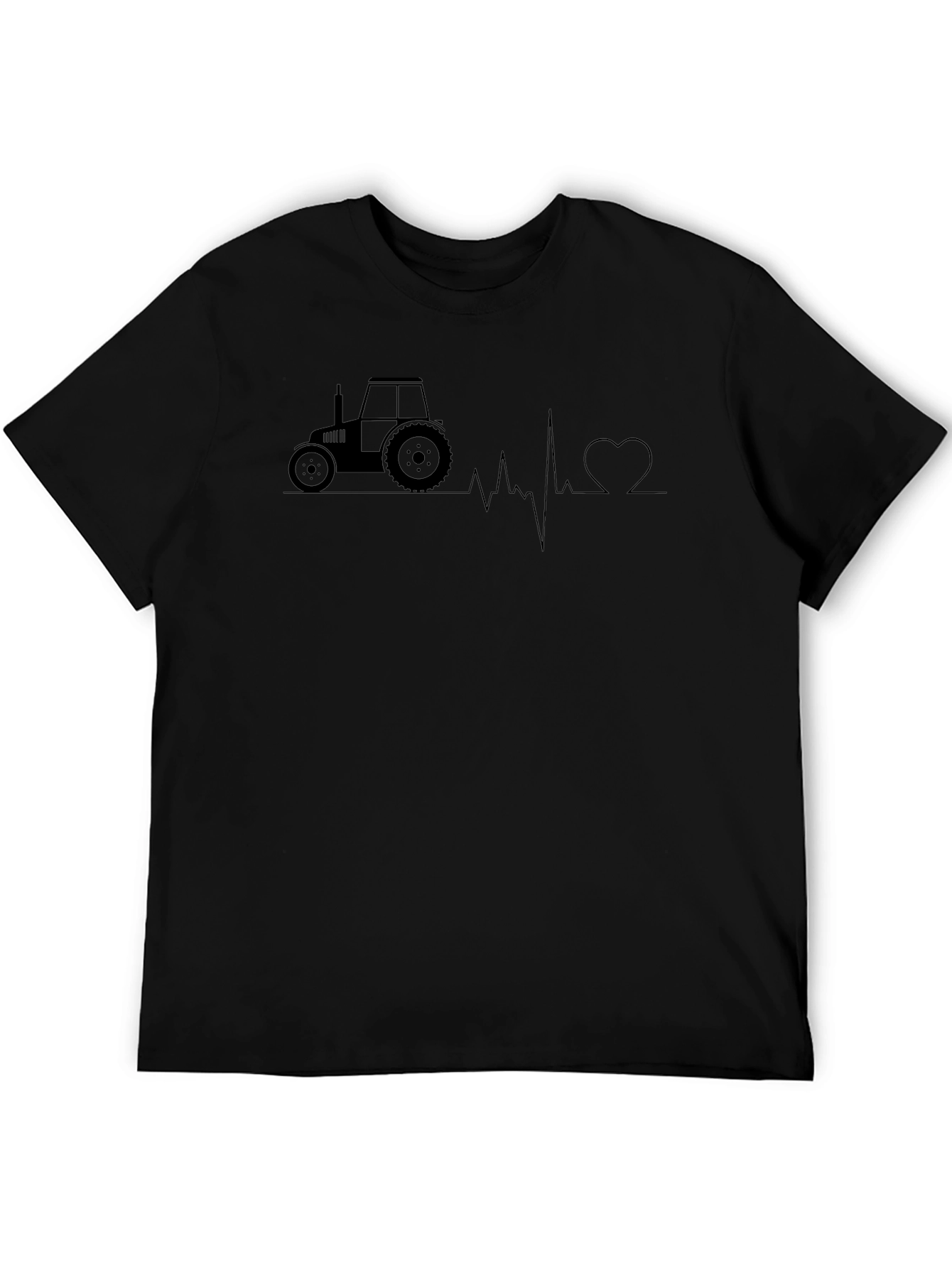 Tractor Heartbeat Graphic Tee - Black Cotton