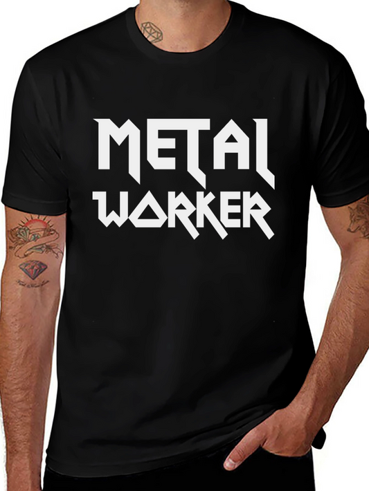 Metal Worker Graphic T-Shirt - Black Crew Neck